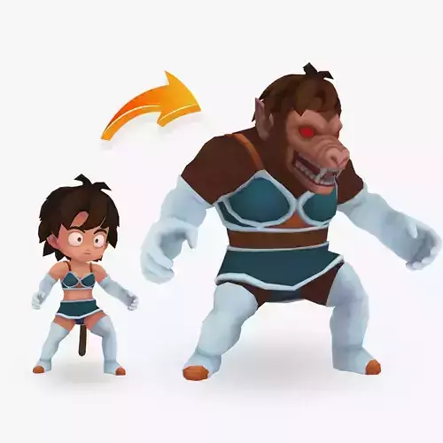 Gine transforming into Oozaru Low-poly 3D model