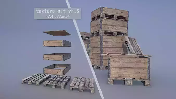 Cargo Wood Pallets Collars Cover EUR EPAL vr-3 Low-poly 3D model