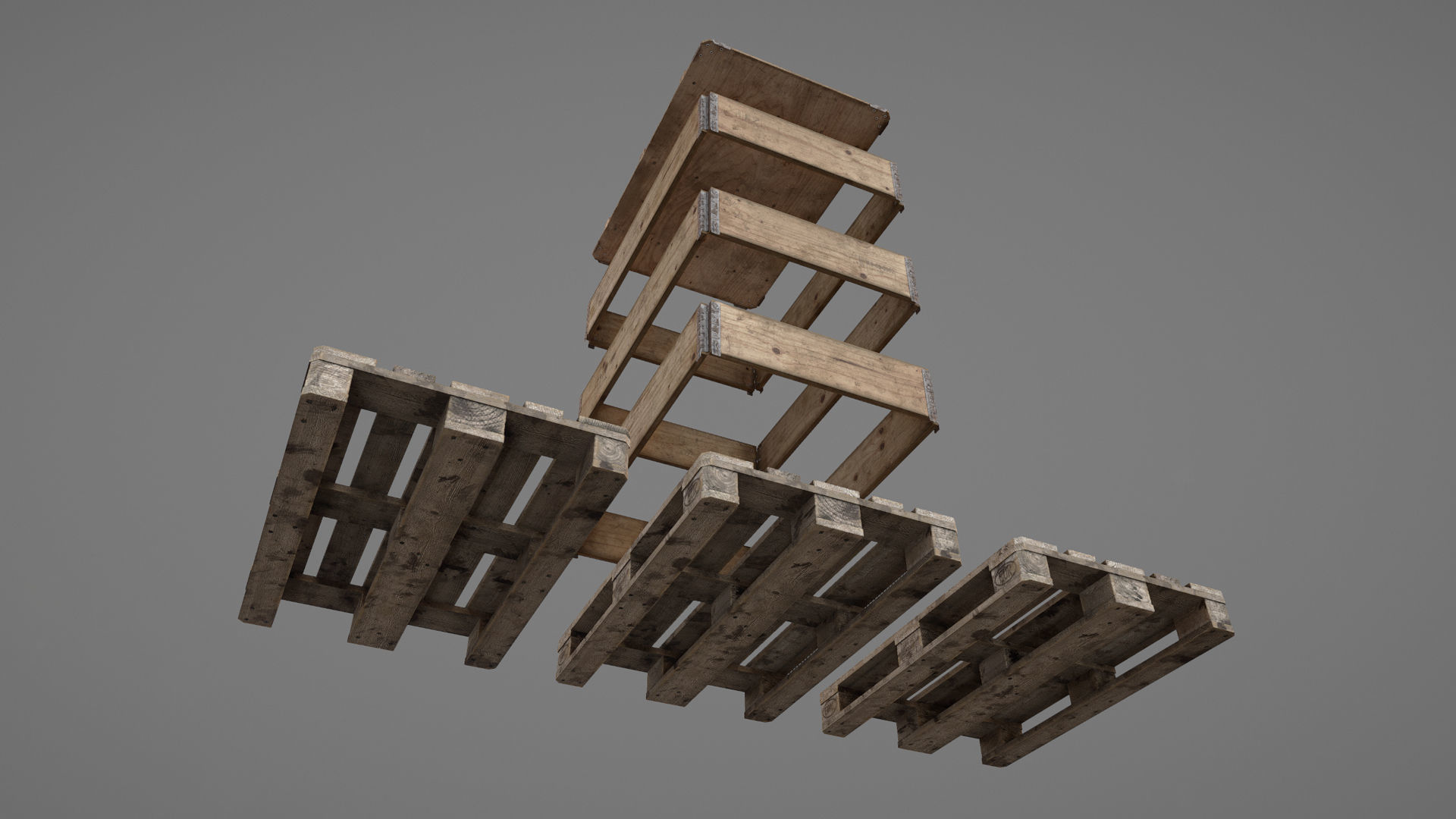 Cargo Wood Pallets Collars Cover EUR EPAL vr-3 Low-poly 3D model_15