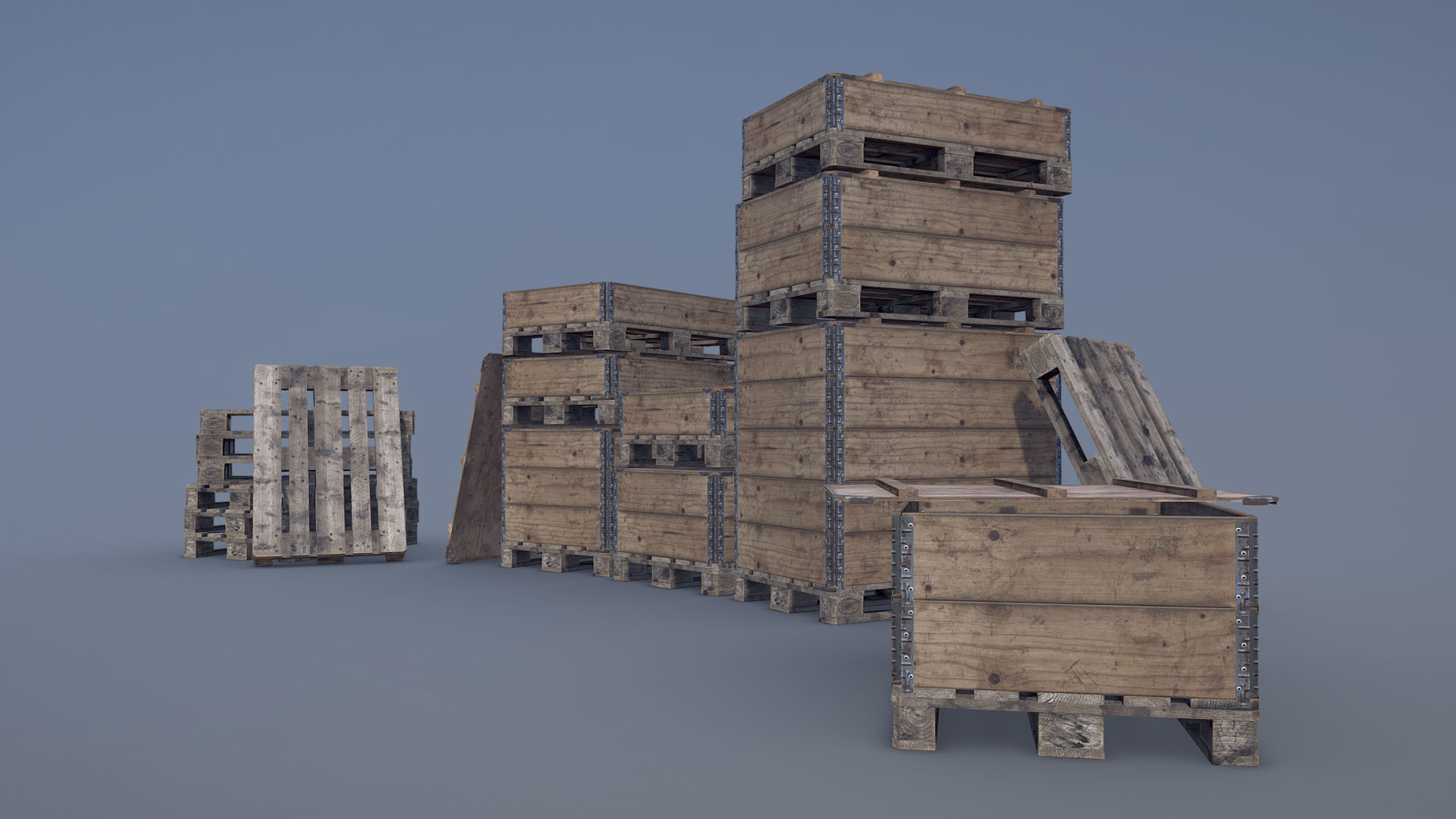 Cargo Wood Pallets Collars Cover EUR EPAL vr-3 Low-poly 3D model_7