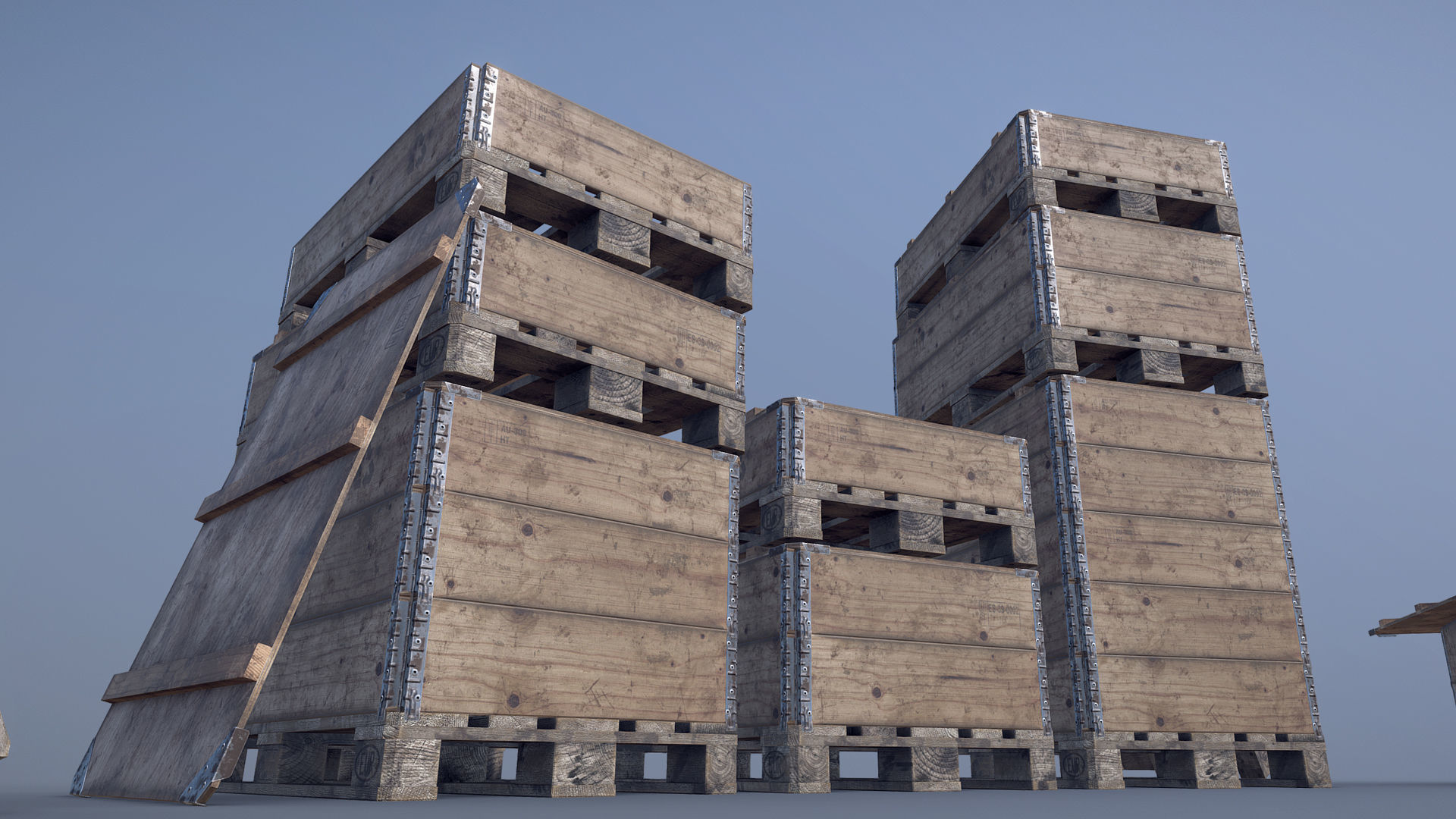 Cargo Wood Pallets Collars Cover EUR EPAL vr-3 Low-poly 3D model_9