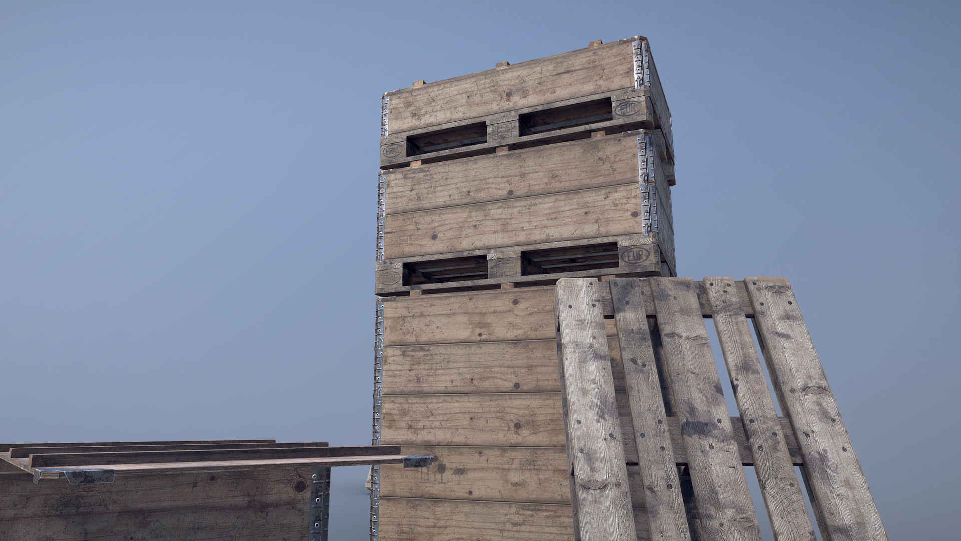 Cargo Wood Pallets Collars Cover EUR EPAL vr-3 Low-poly 3D model_8