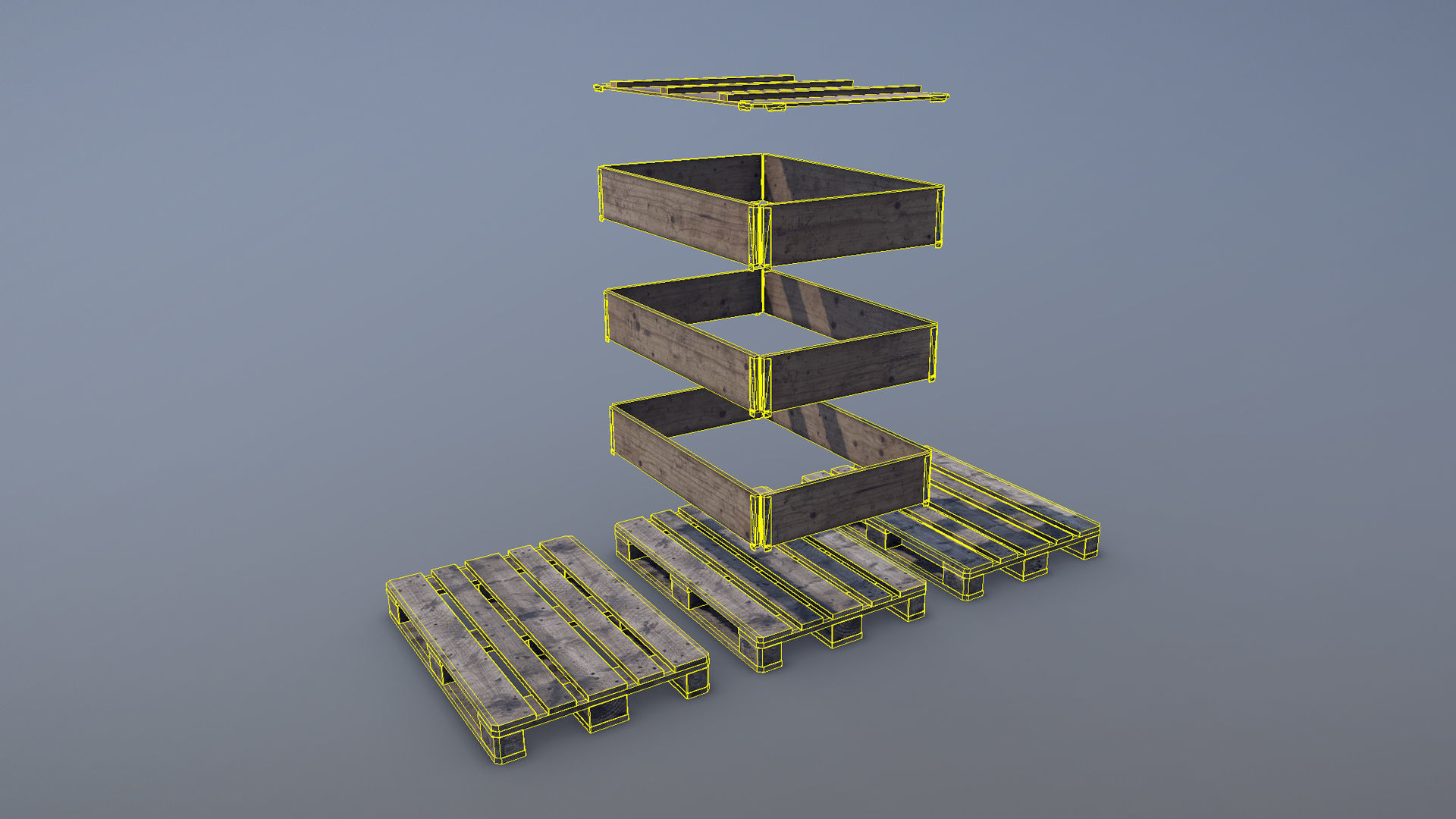 Cargo Wood Pallets Collars Cover EUR EPAL vr-3 Low-poly 3D model_18