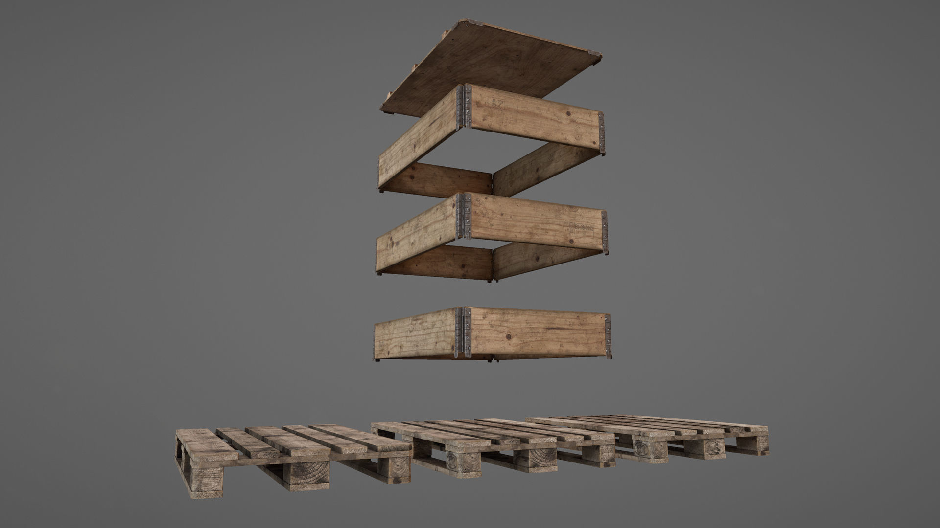 Cargo Wood Pallets Collars Cover EUR EPAL vr-3 Low-poly 3D model_14