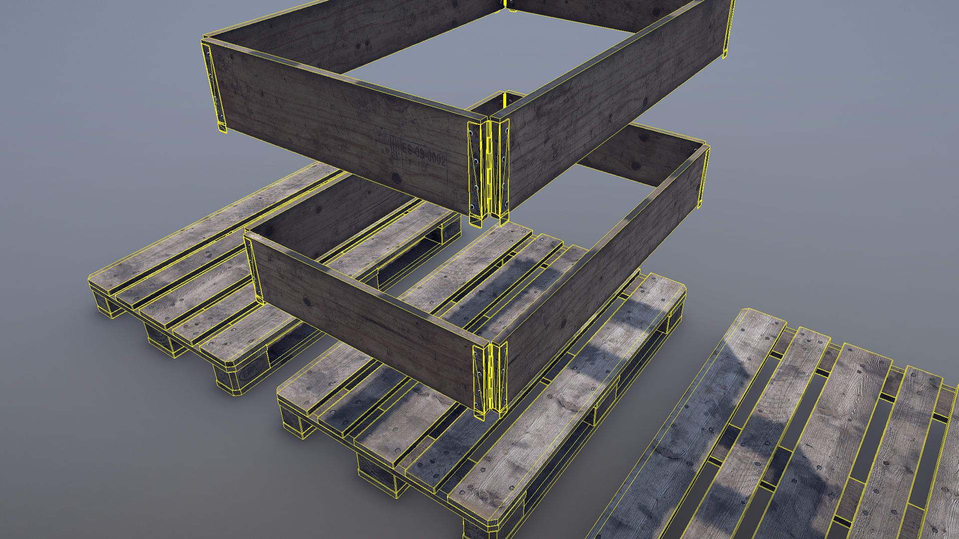 Cargo Wood Pallets Collars Cover EUR EPAL vr-3 Low-poly 3D model_19