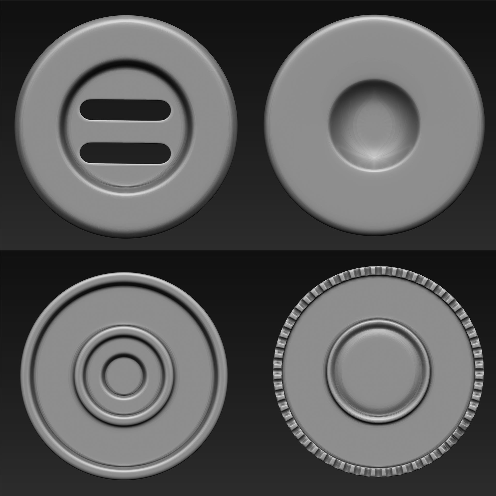 Buttons Collection IMM Brush Pack 30 in One 3D model_6
