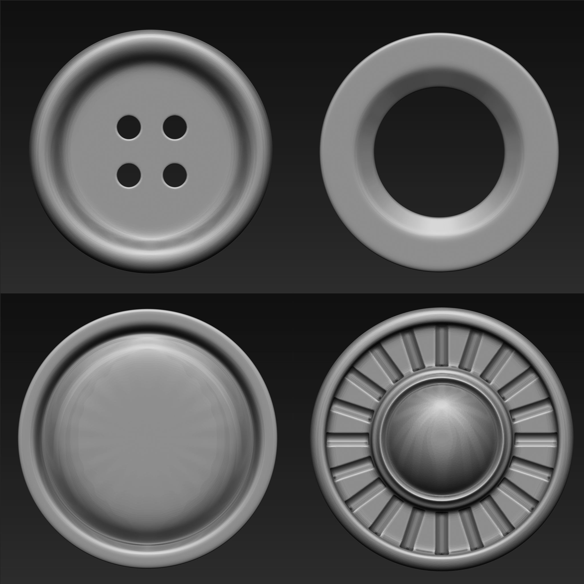 Buttons Collection IMM Brush Pack 30 in One 3D model_1