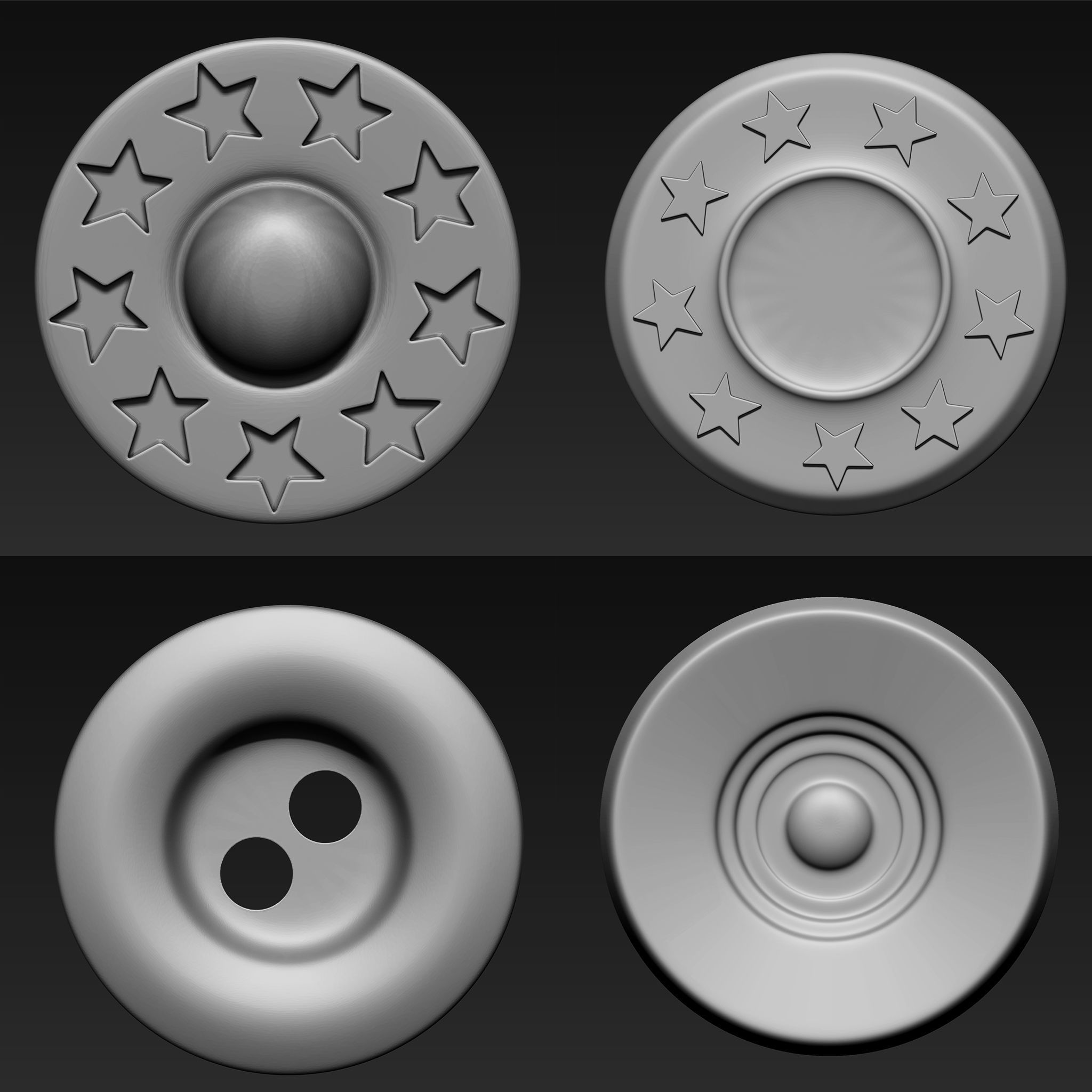 Buttons Collection IMM Brush Pack 30 in One 3D model_4