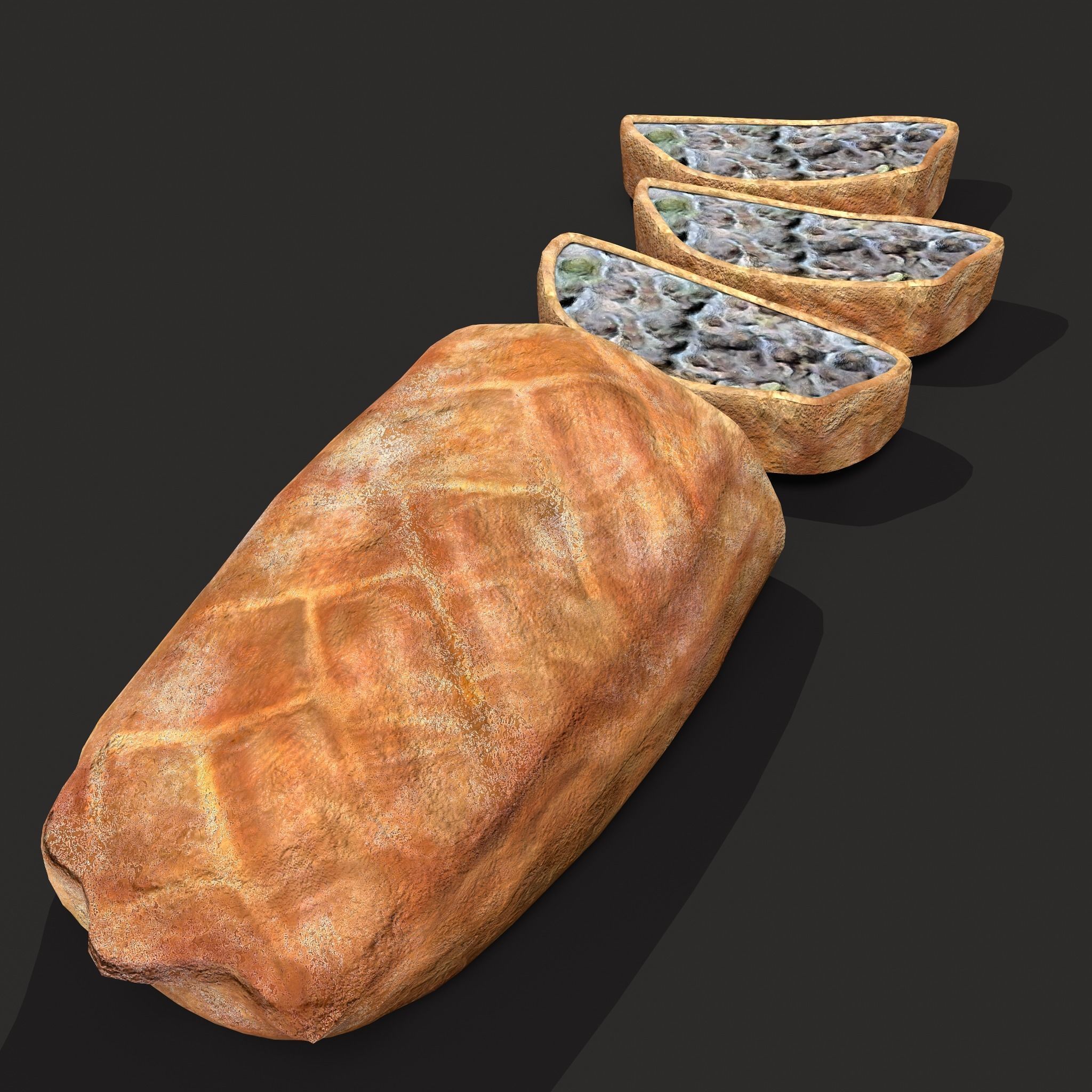 Medieval Stuffed Bread Low-poly 3D model_4