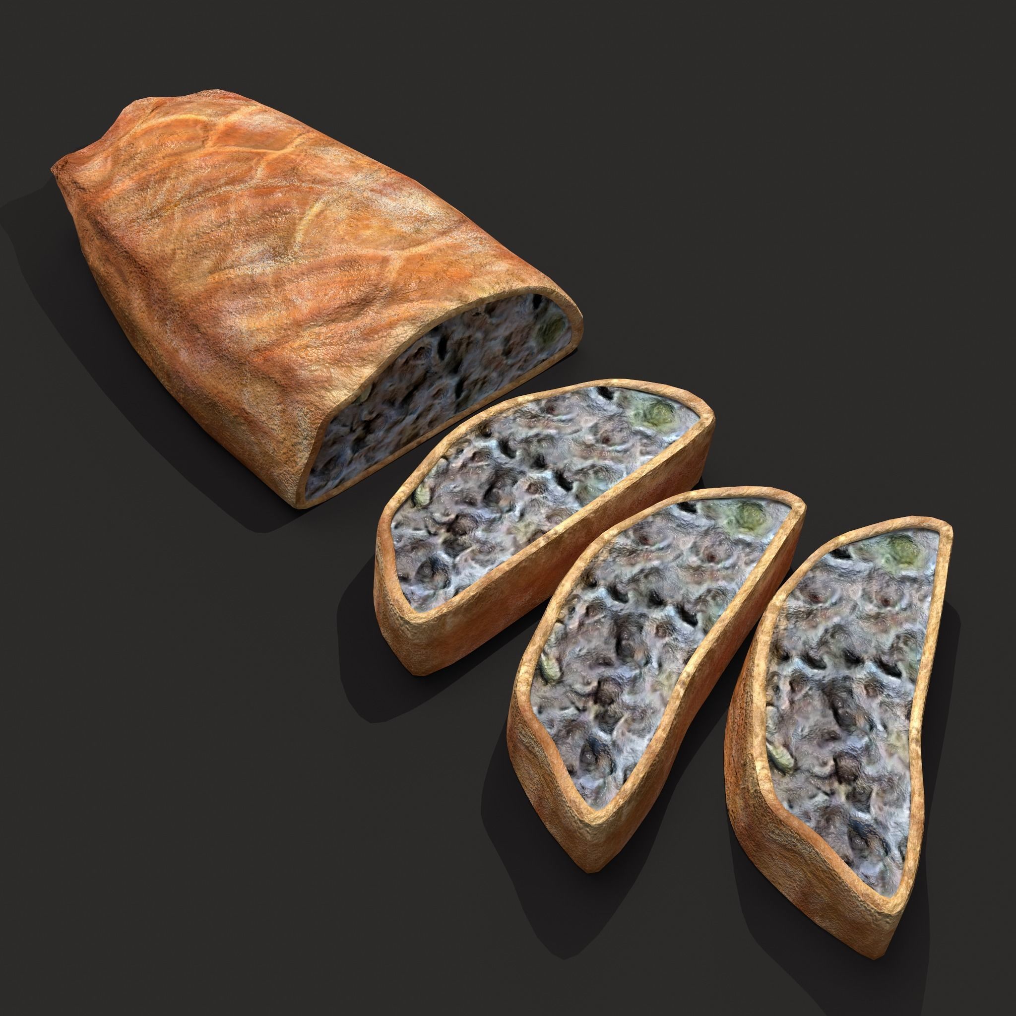 Medieval Stuffed Bread Low-poly 3D model_20