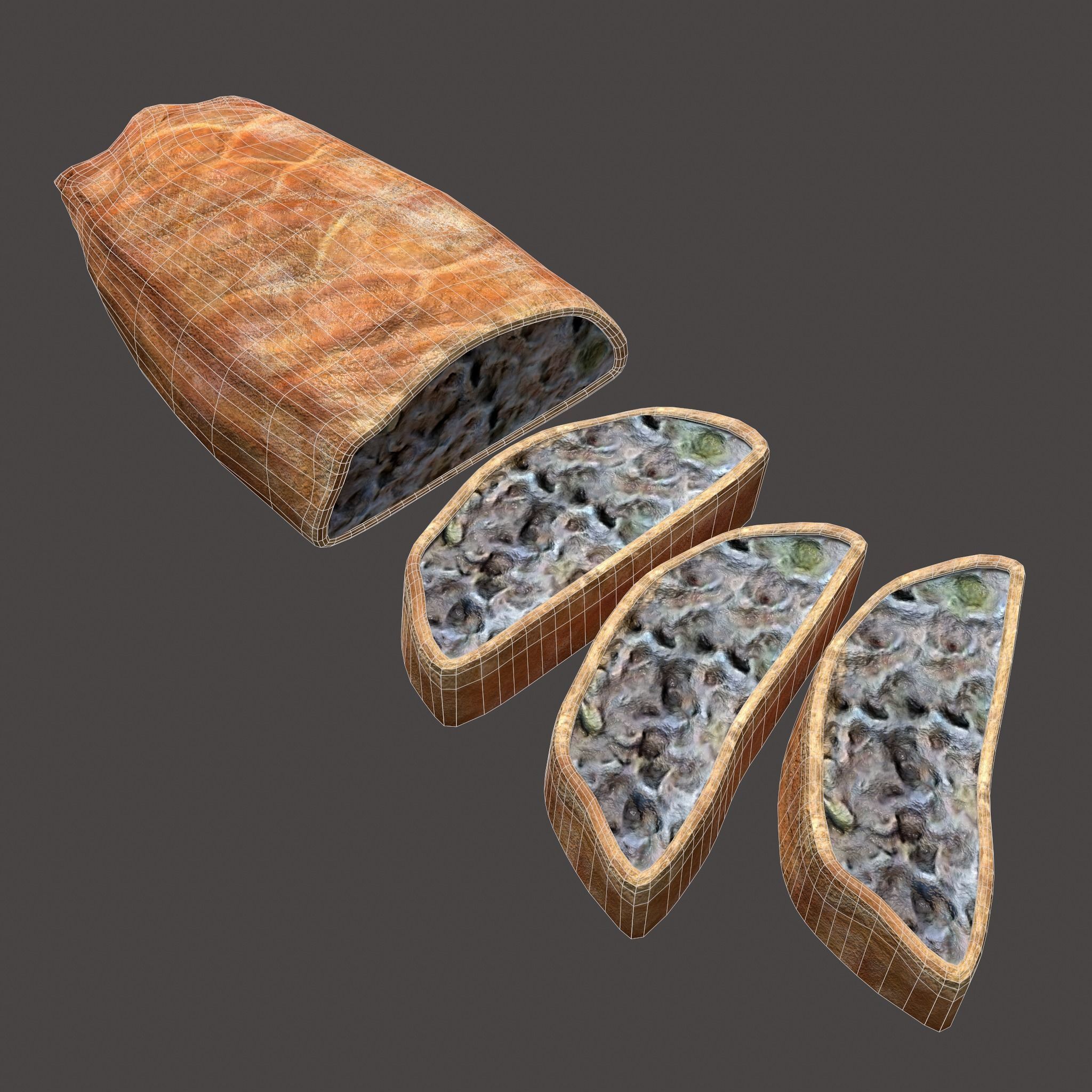 Medieval Stuffed Bread Low-poly 3D model_32