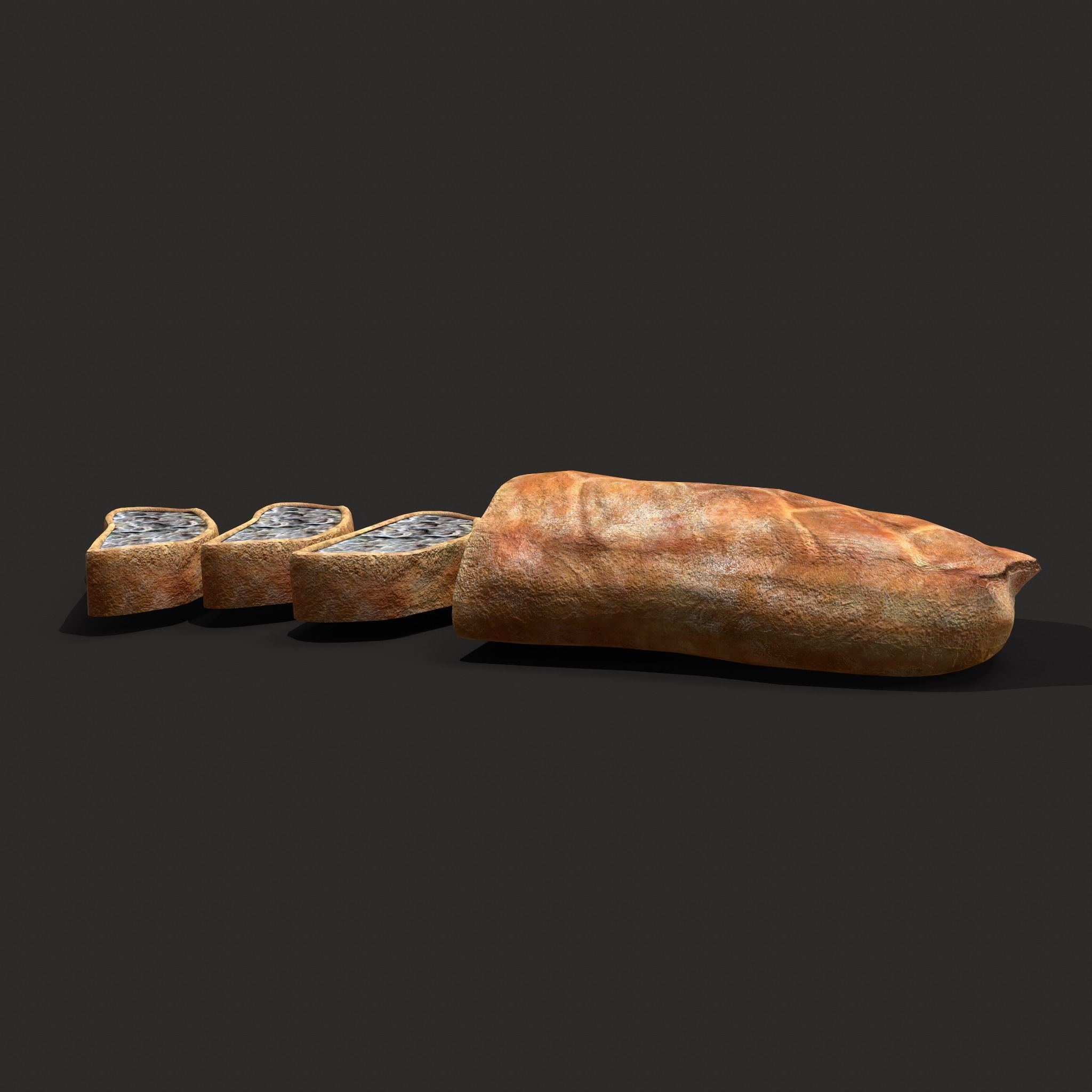 Medieval Stuffed Bread Low-poly 3D model_10