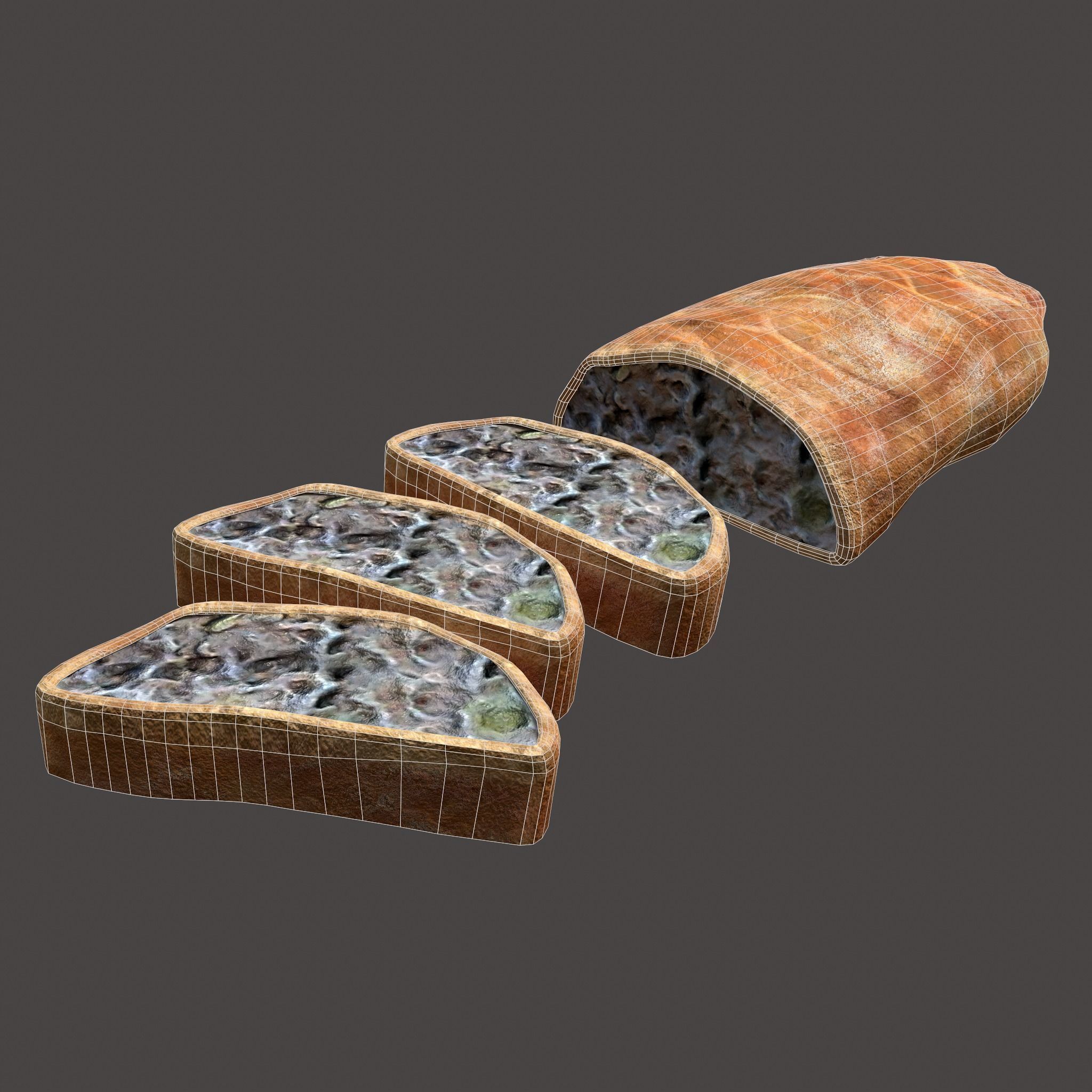Medieval Stuffed Bread Low-poly 3D model_26