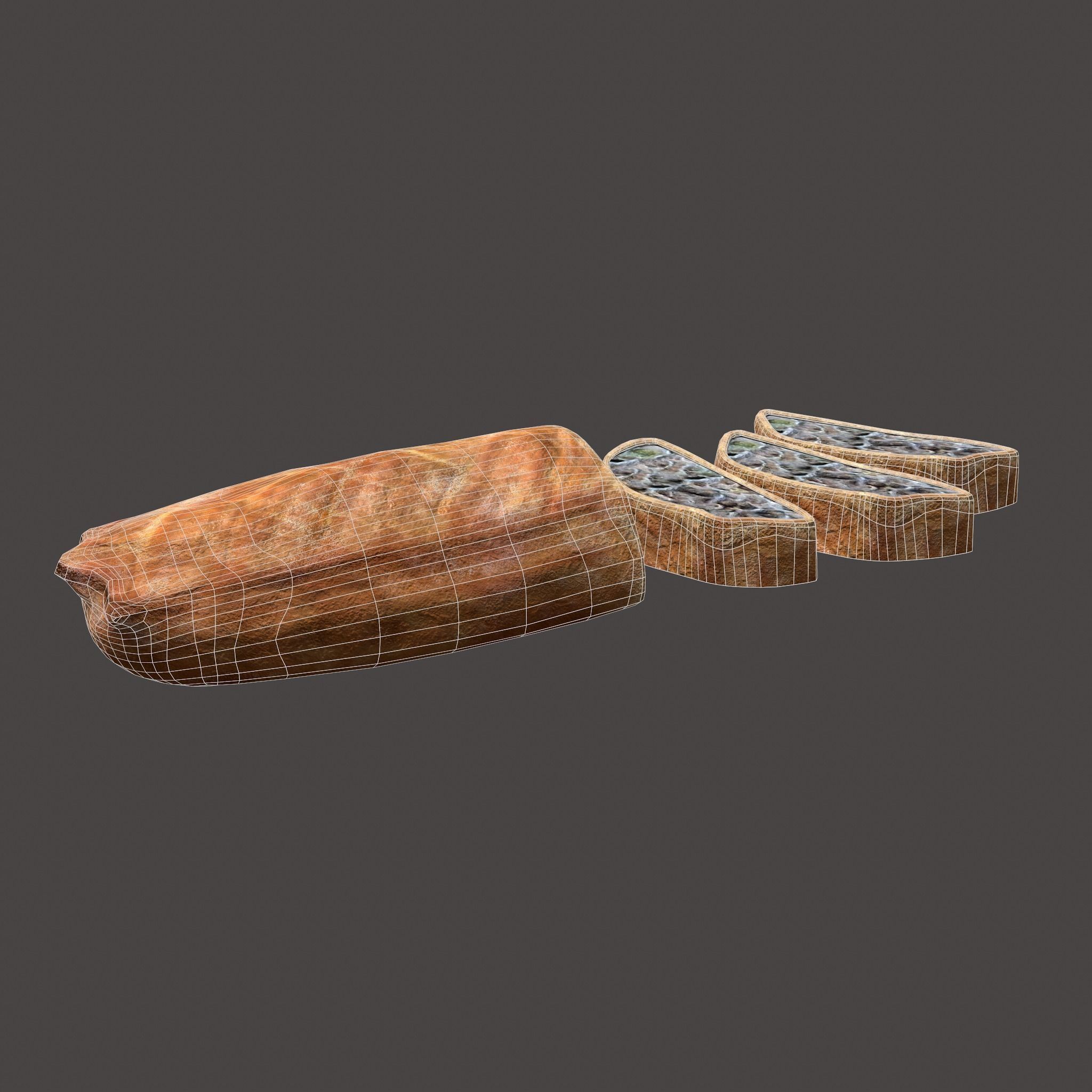 Medieval Stuffed Bread Low-poly 3D model_27