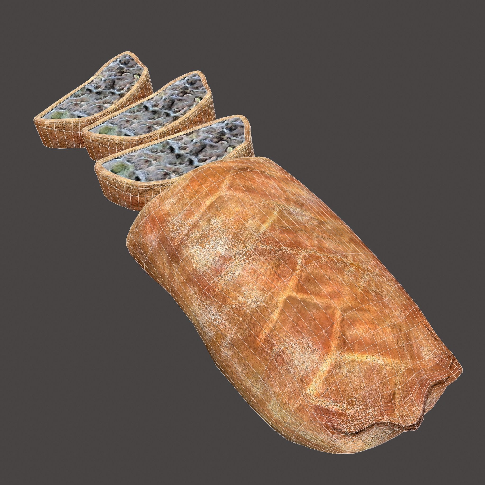 Medieval Stuffed Bread Low-poly 3D model_29