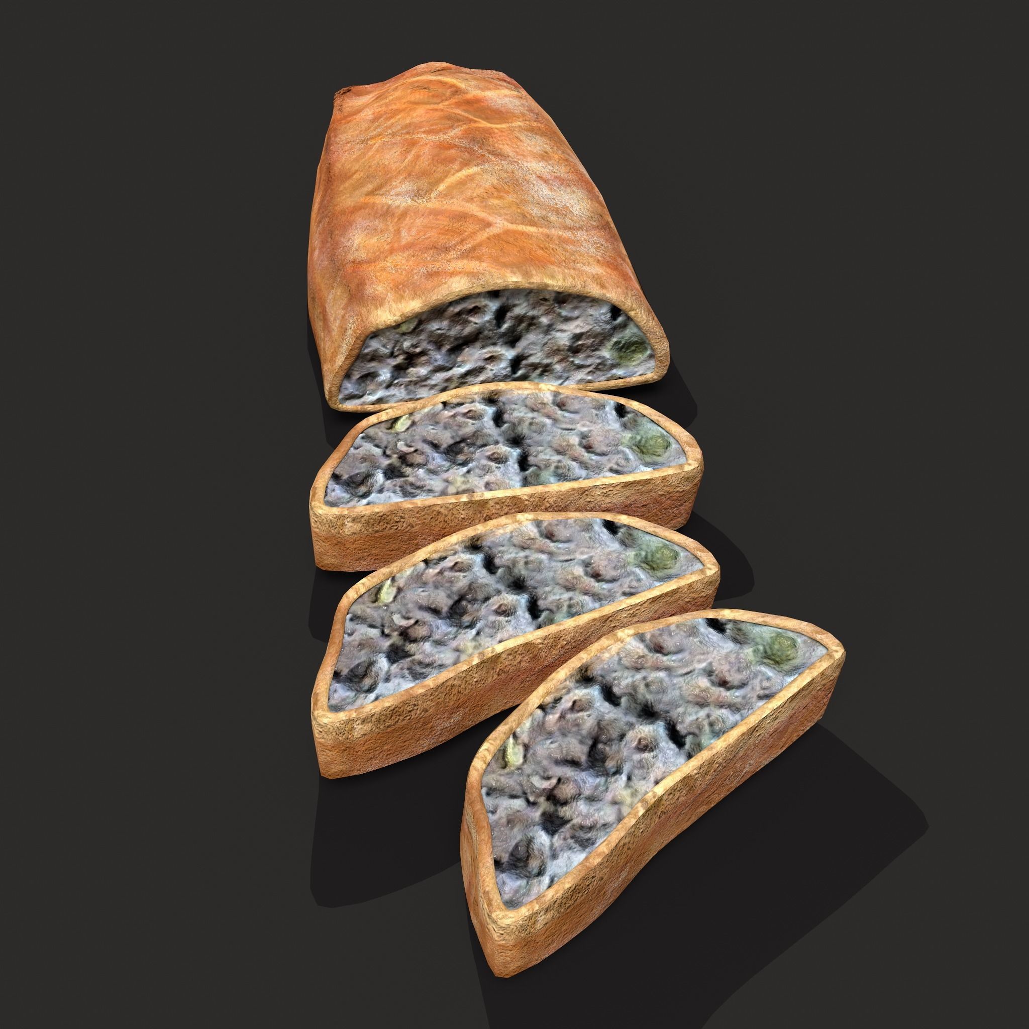 Medieval Stuffed Bread Low-poly 3D model_2