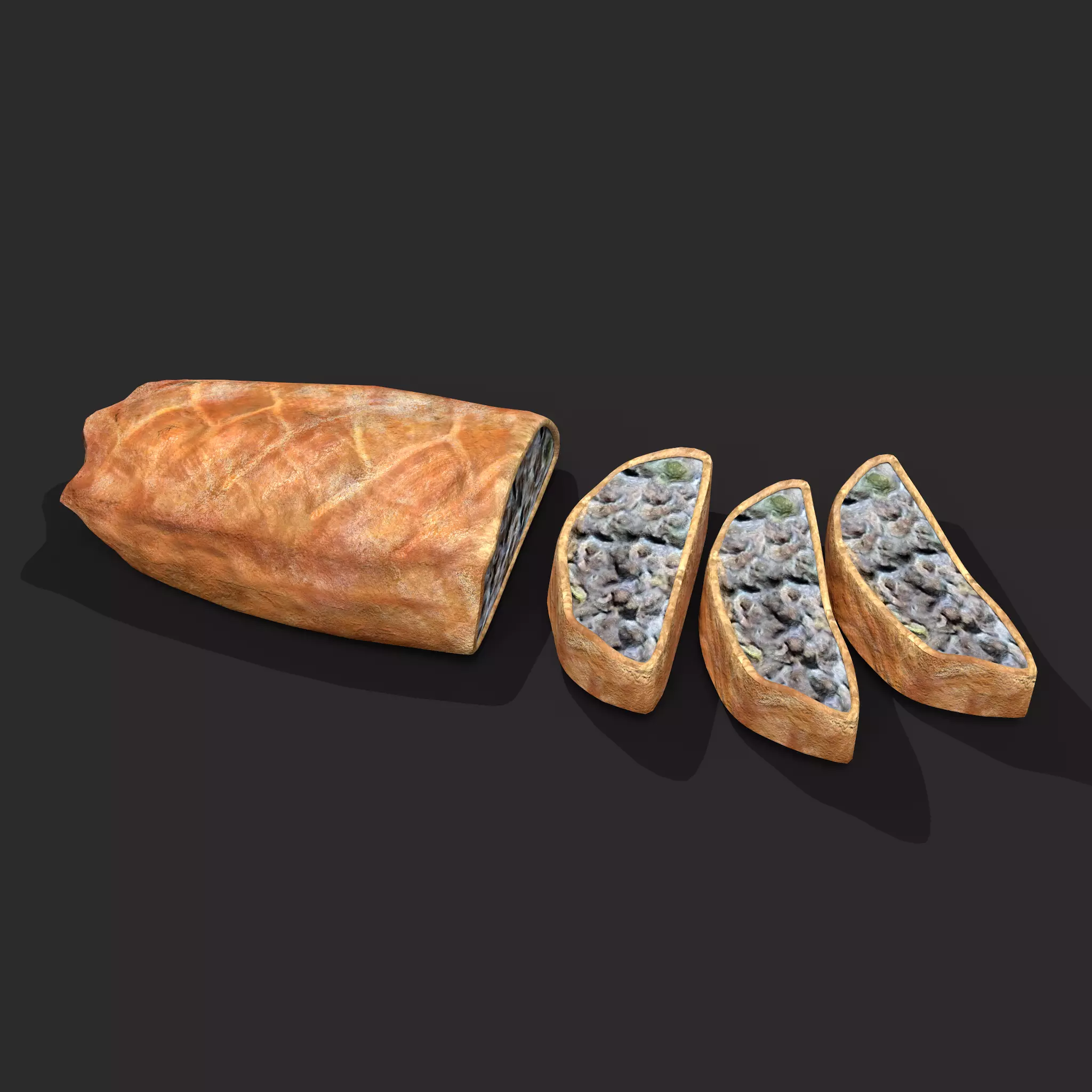 Medieval Stuffed Bread Low-poly 3D model_0