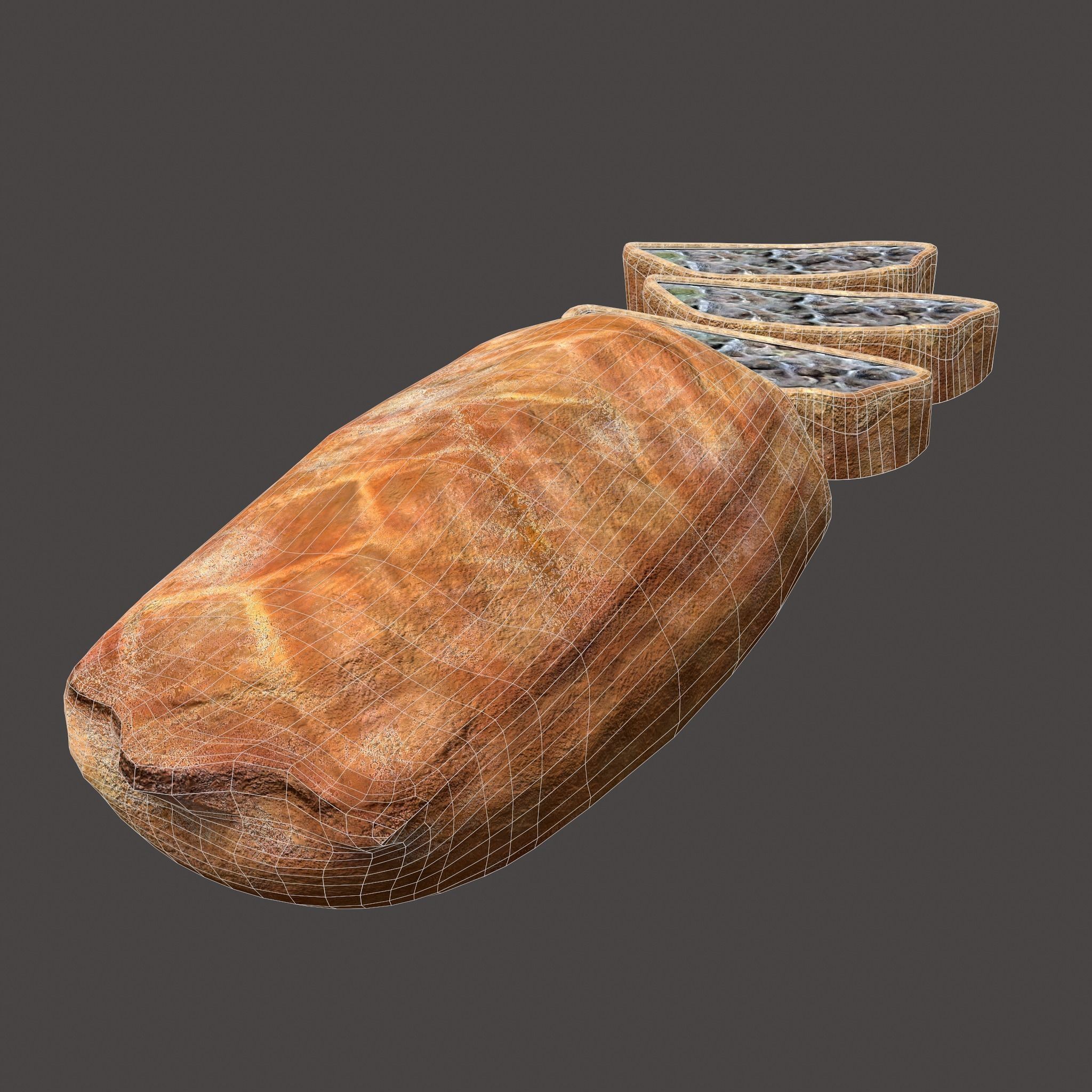 Medieval Stuffed Bread Low-poly 3D model_30
