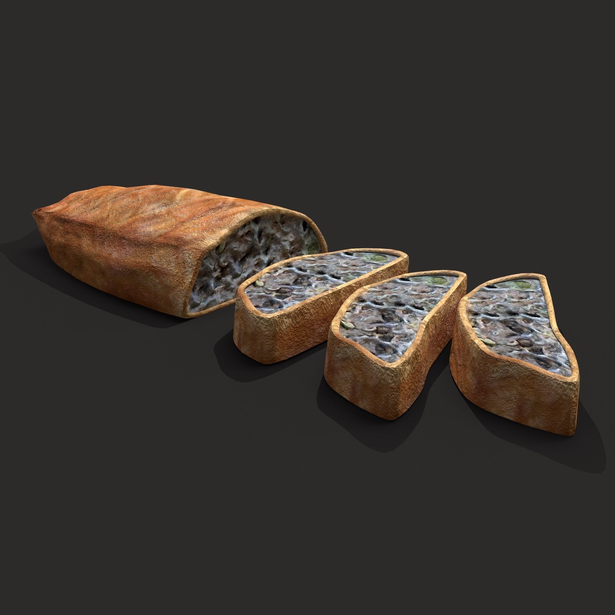 Medieval Stuffed Bread Low-poly 3D model_13