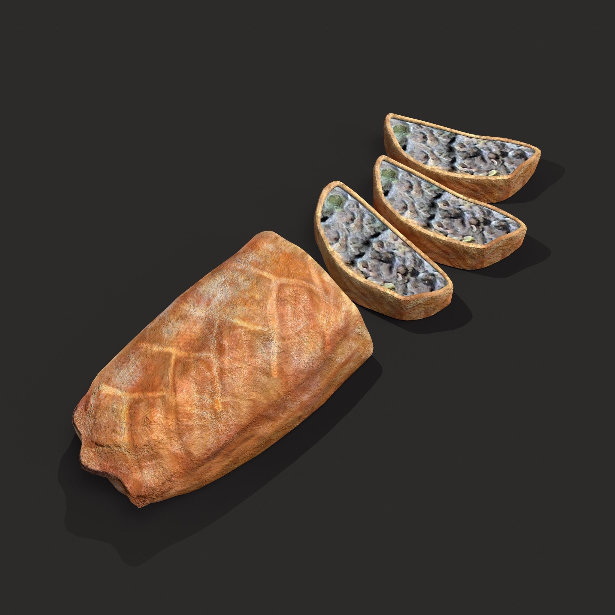 Medieval Stuffed Bread Low-poly 3D model_17