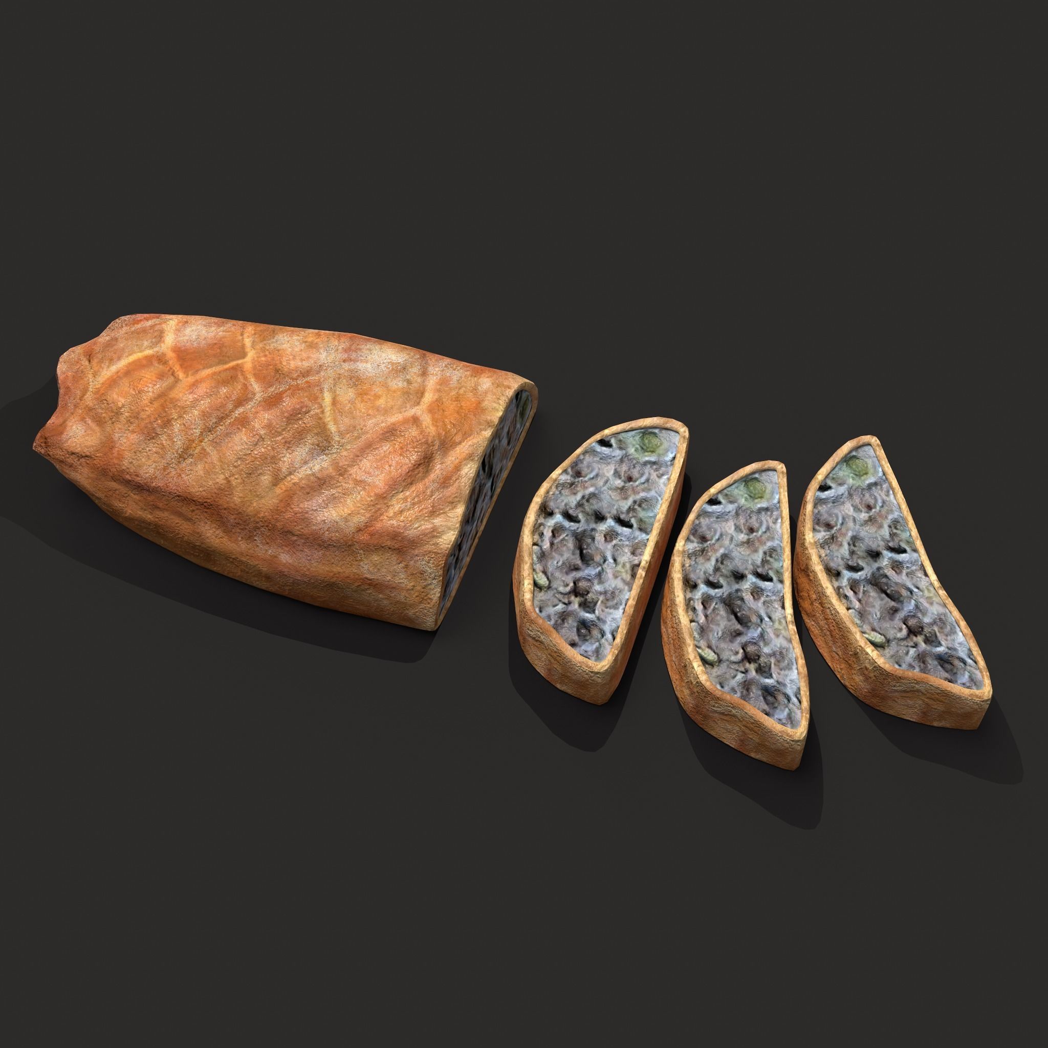 Medieval Stuffed Bread Low-poly 3D model_19