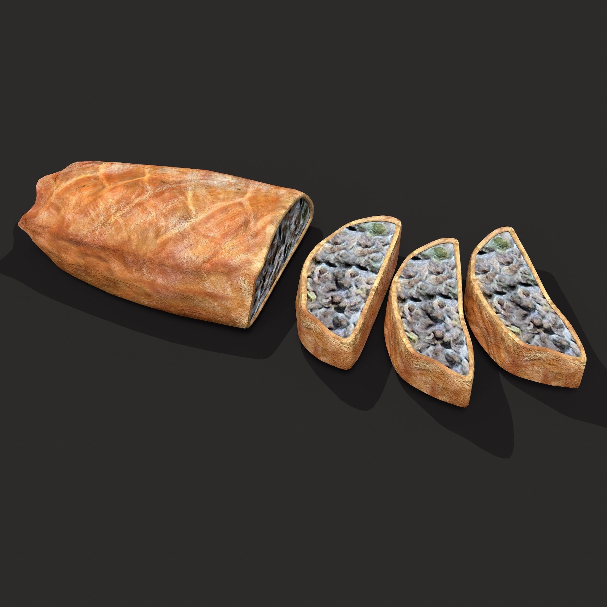 Medieval Stuffed Bread Low-poly 3D model_5