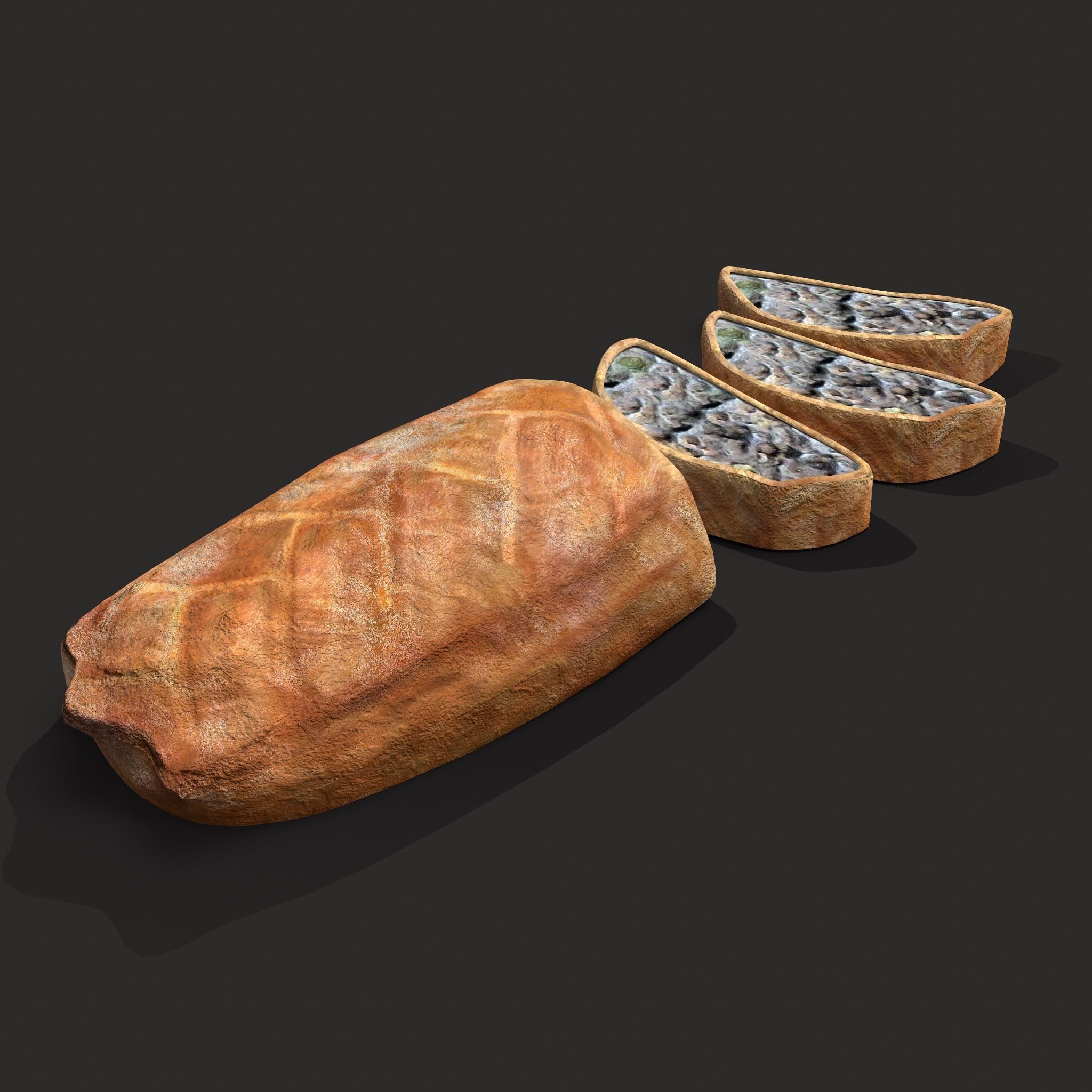 Medieval Stuffed Bread Low-poly 3D model_16
