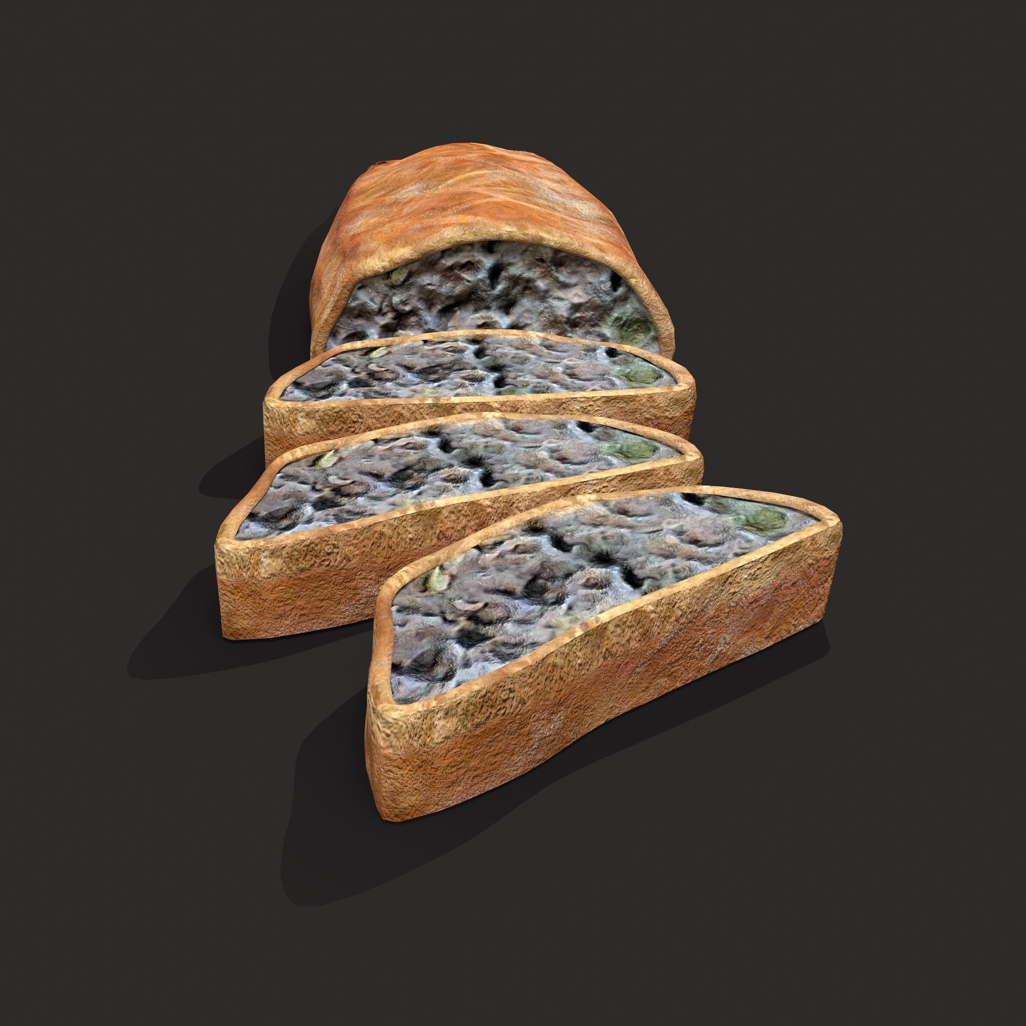 Medieval Stuffed Bread Low-poly 3D model_11
