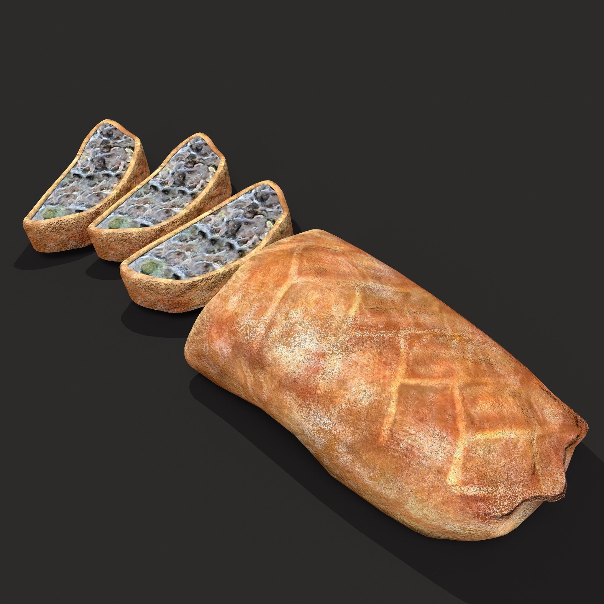 Medieval Stuffed Bread Low-poly 3D model_3