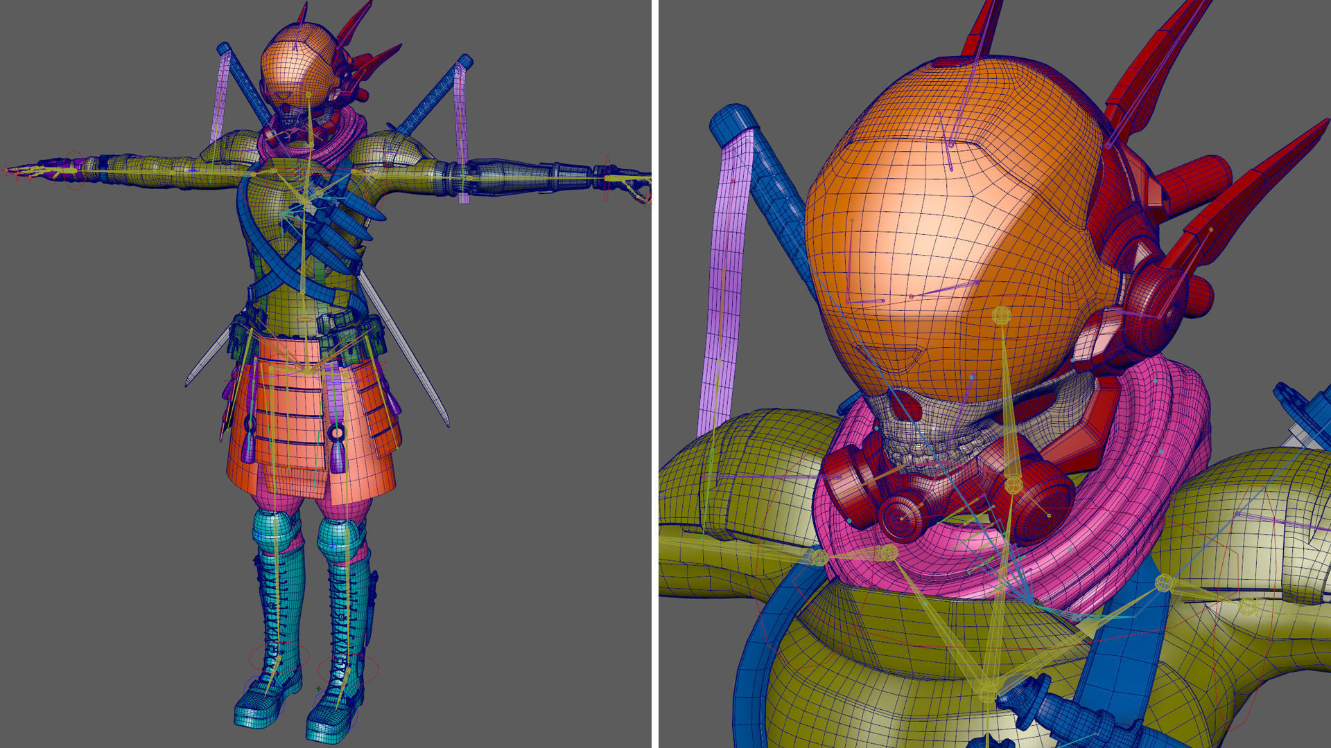 Sci fi Samurai Ninja 3D CG model rigged character 3D model_12