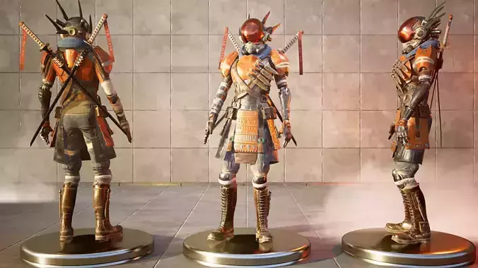 Sci fi Samurai Ninja 3D CG model rigged character 3D model