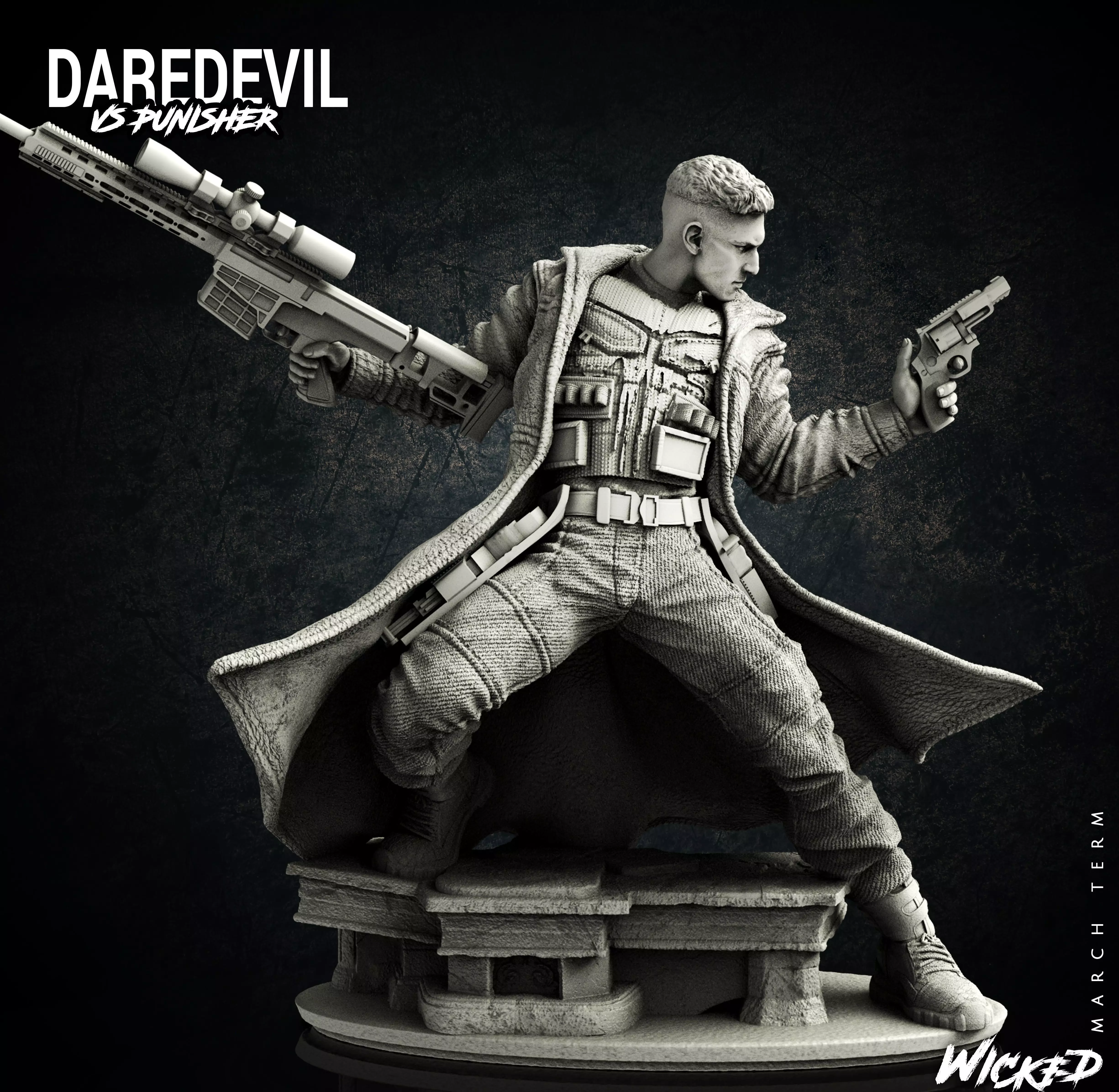 Wicked Marvel Netflix Punisher Sculpture STLs ready for printing 3D print model_0