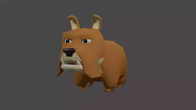 3d model bulldog lowpoly include shapekey expresion face