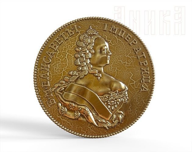 Coin of the times of the Russian Empress Elizabeth the First 3D print model