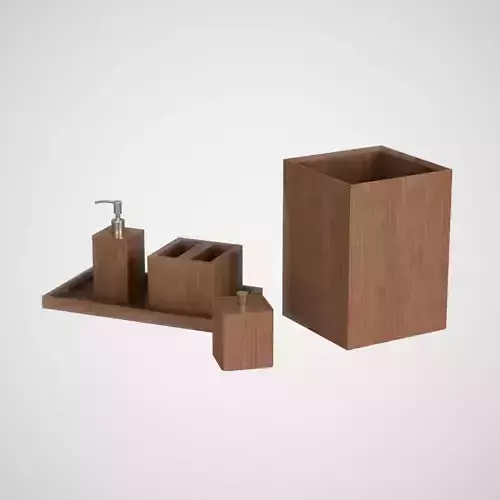 Cillian Bamboo bathroom accessories dark Low-poly 3D model