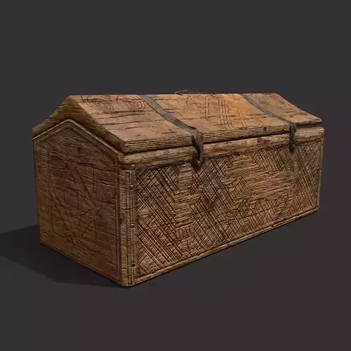 Medieval Carved Box Low-poly 3D model