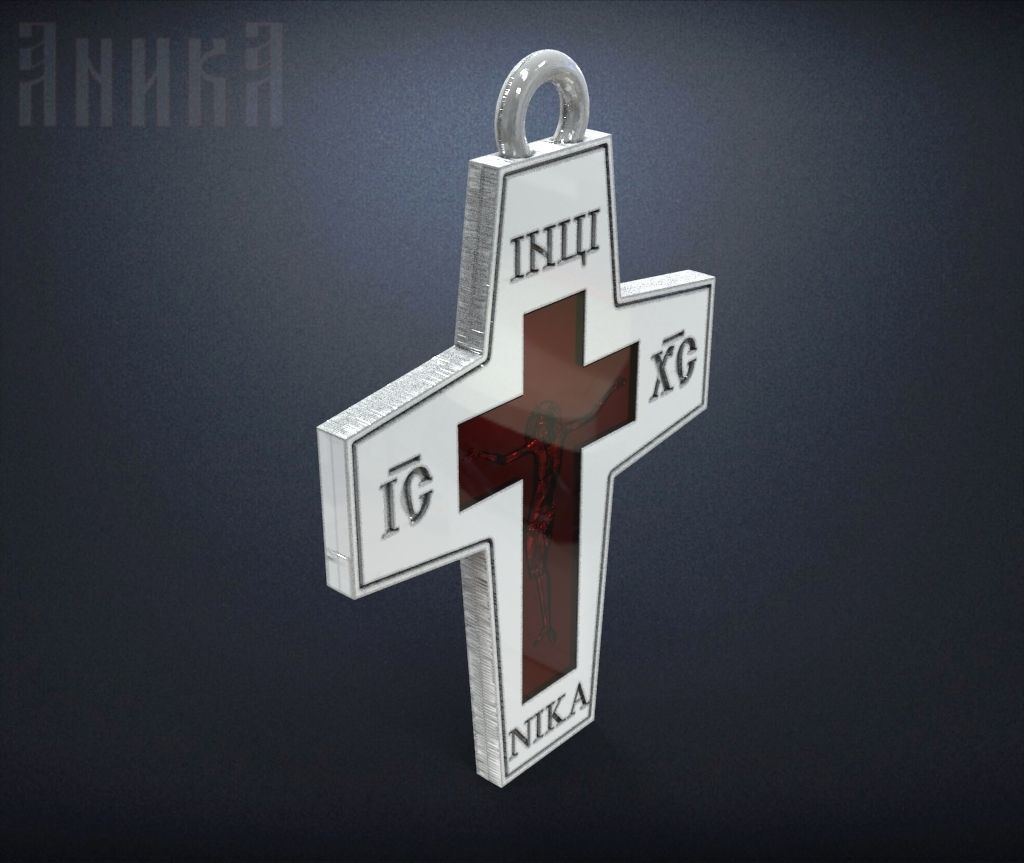 Orthodox cross under enamel 3D print model_1