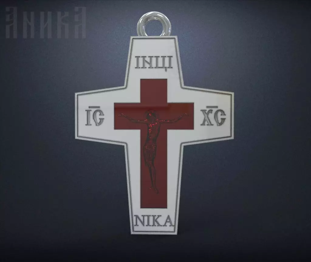 Orthodox cross under enamel 3D print model_0
