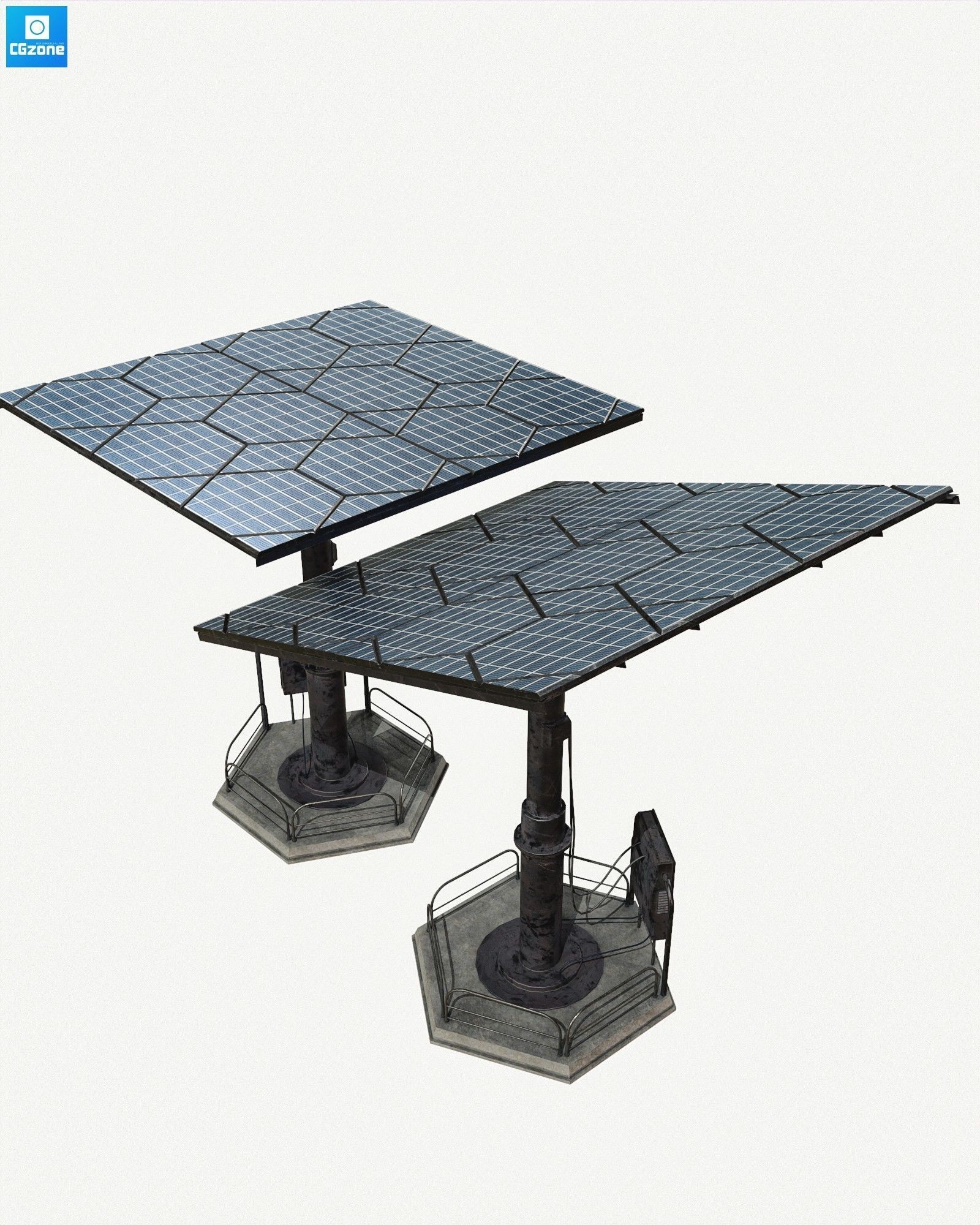 Solar panel Low-poly 3D model_1