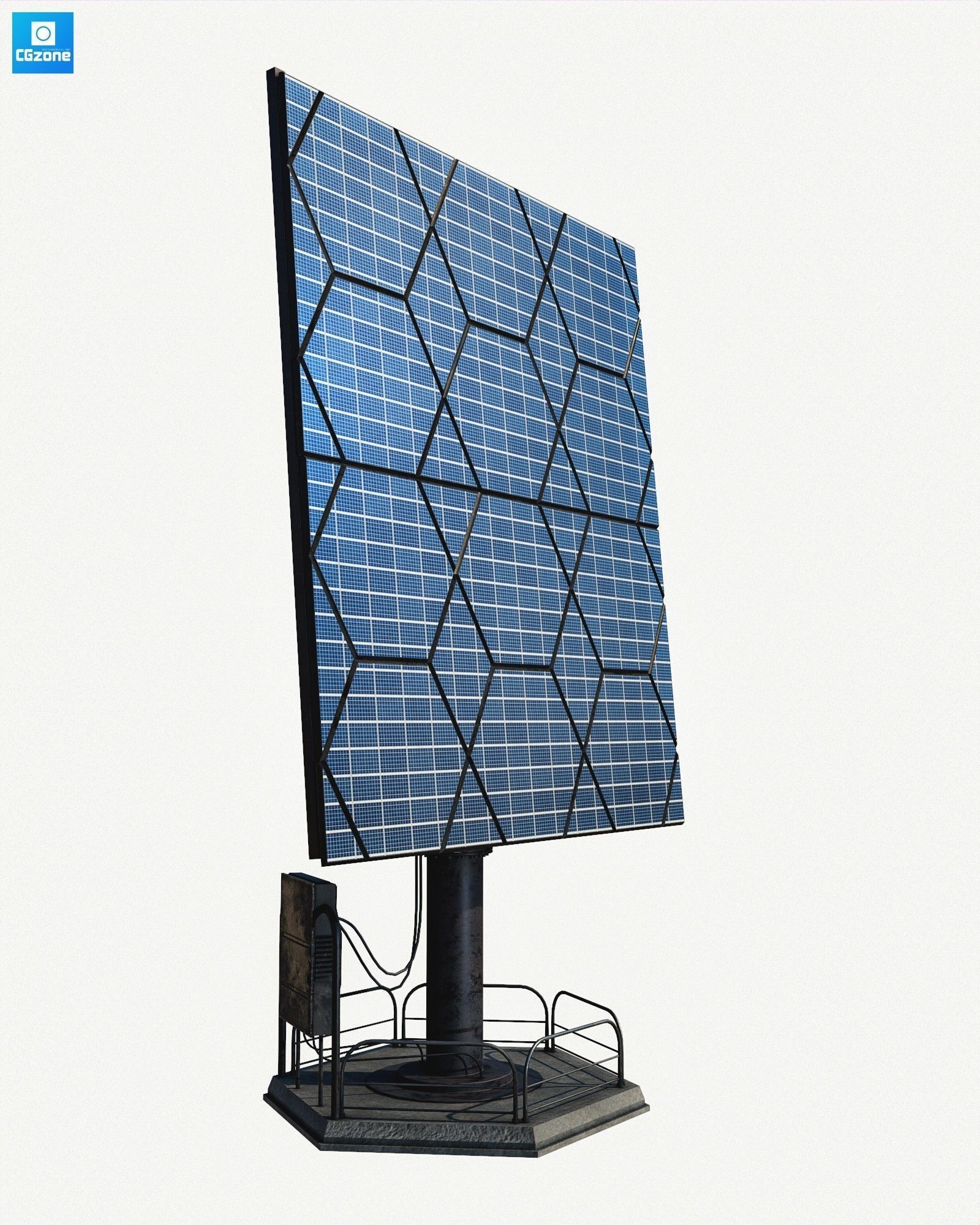 Solar panel Low-poly 3D model_4