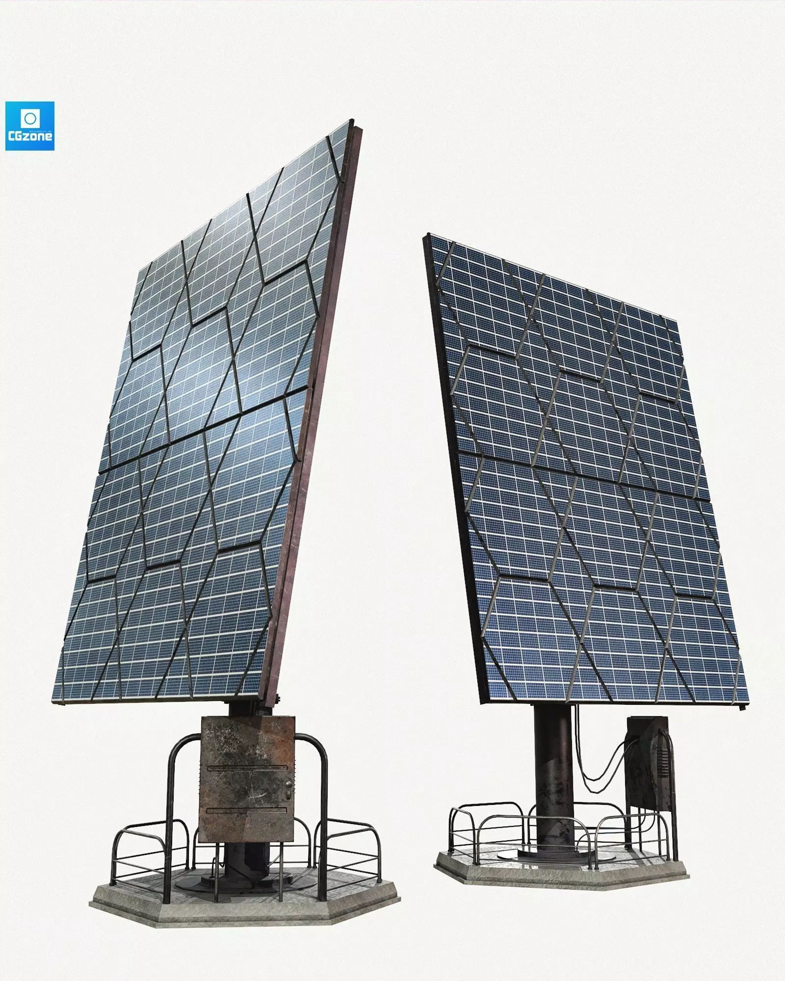 Solar panel Low-poly 3D model_0