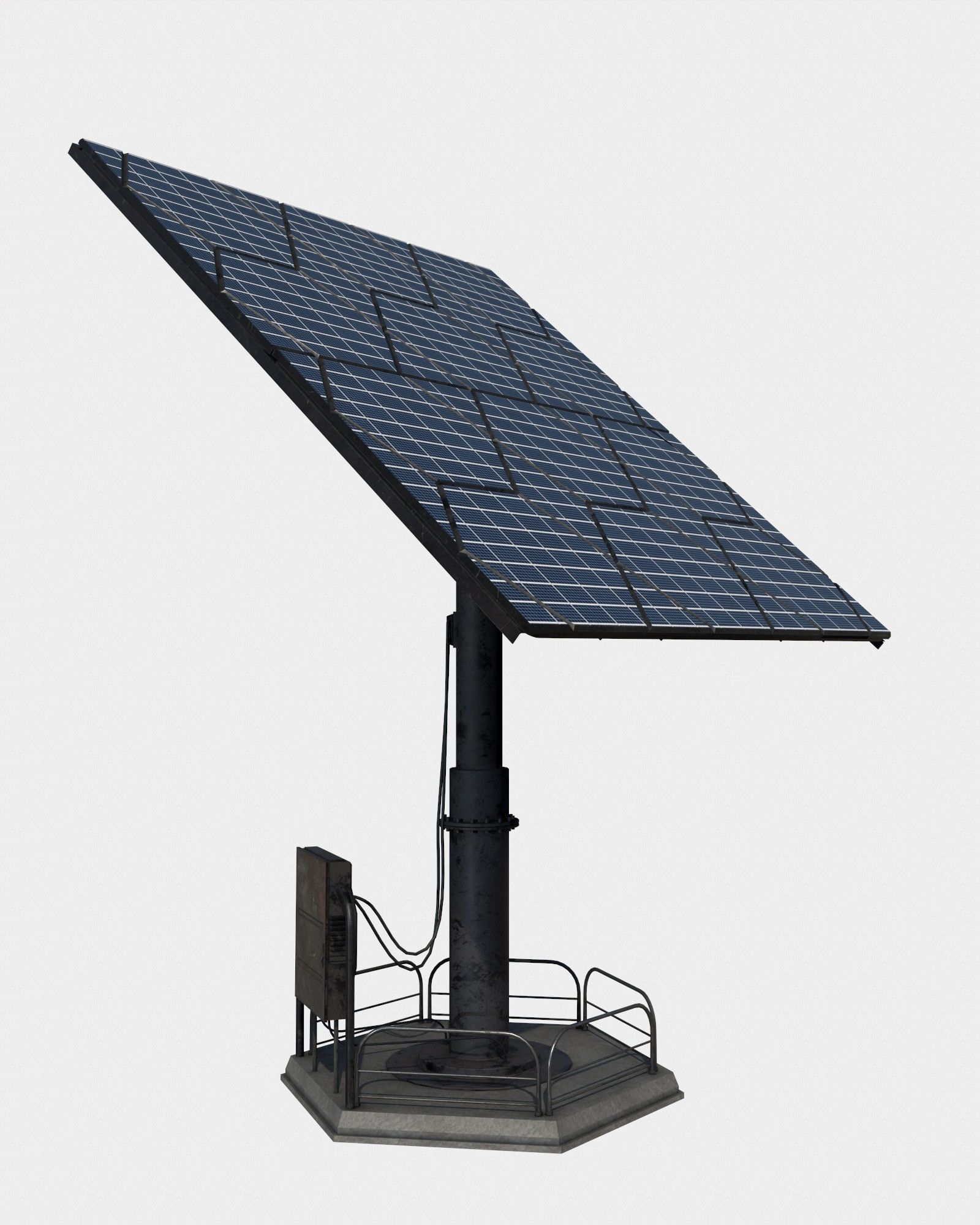 Solar panel Low-poly 3D model_9