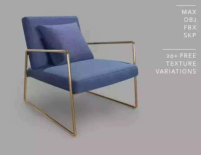 Elegant Modern Metal Leg Armchair - A006 3D model