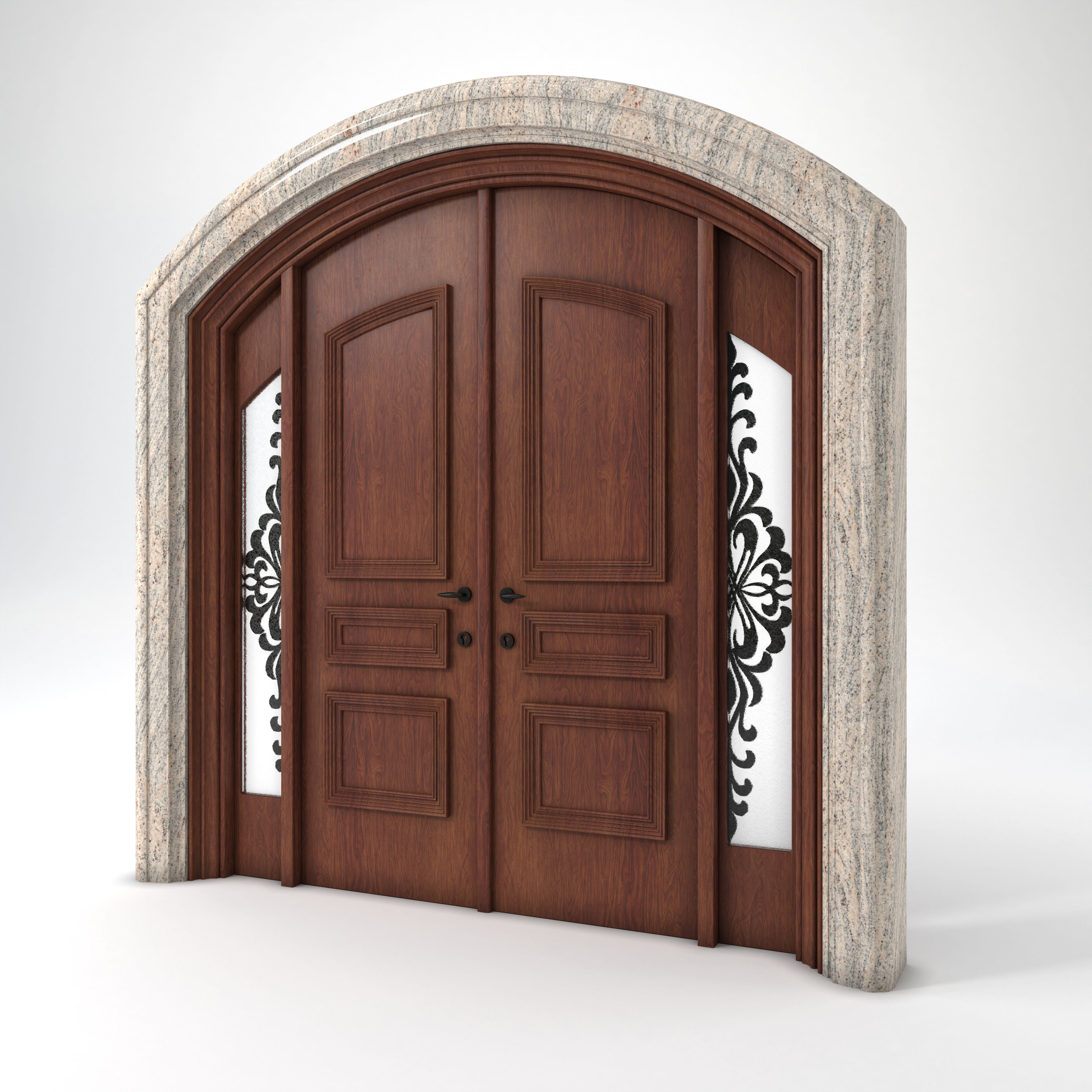 Entrance Classic Door Low-poly 3D model_2