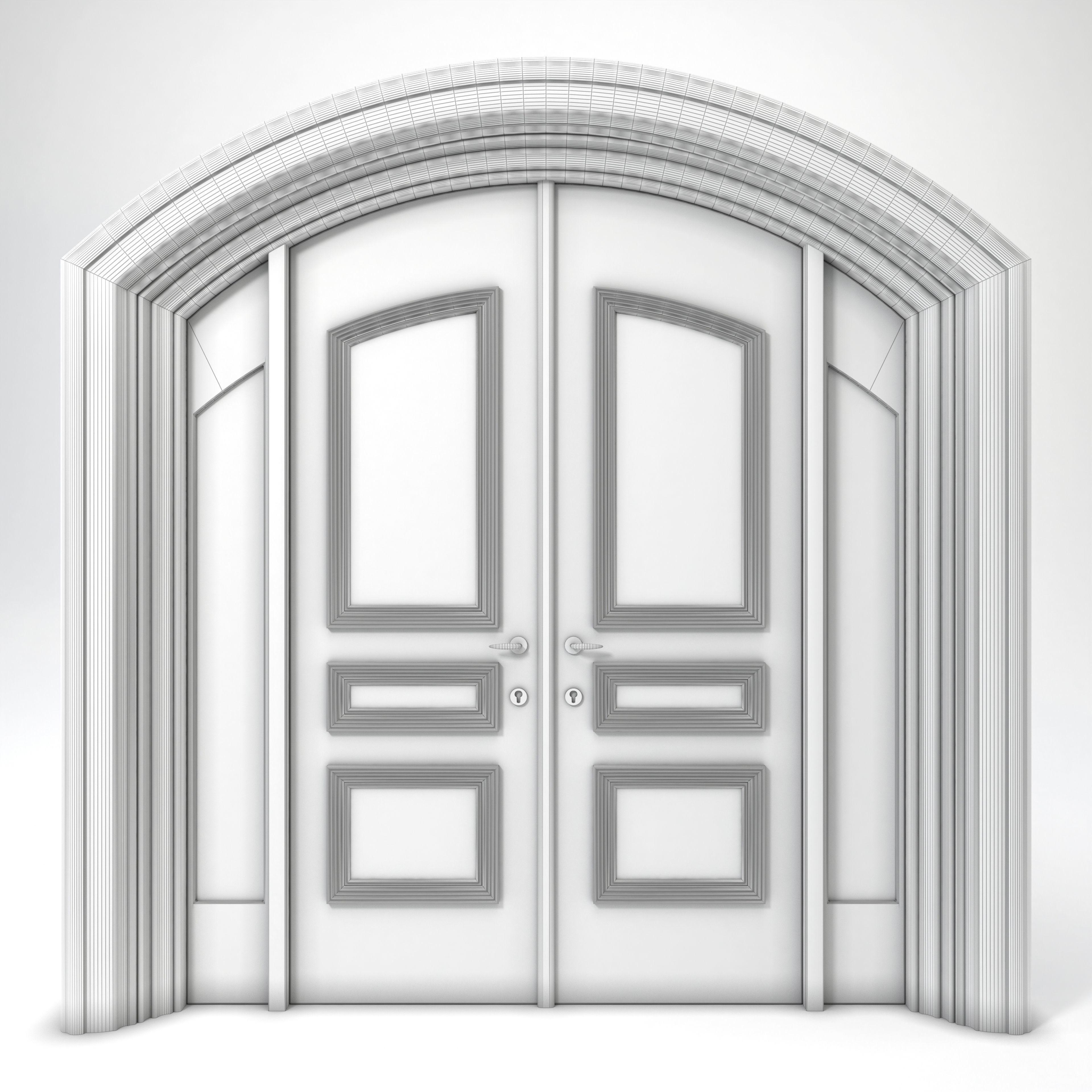 Entrance Classic Door Low-poly 3D model_4