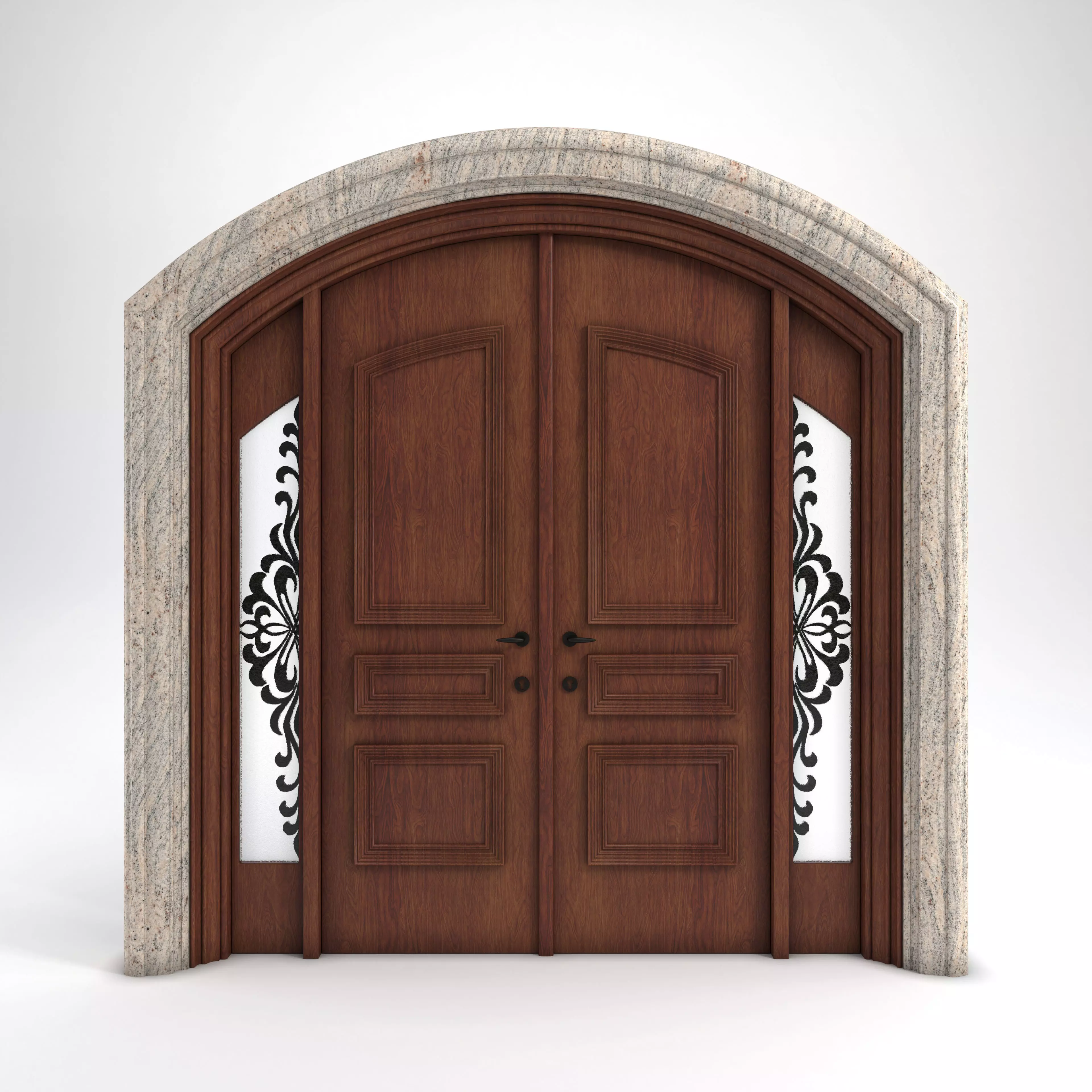 Entrance Classic Door Low-poly 3D model_0