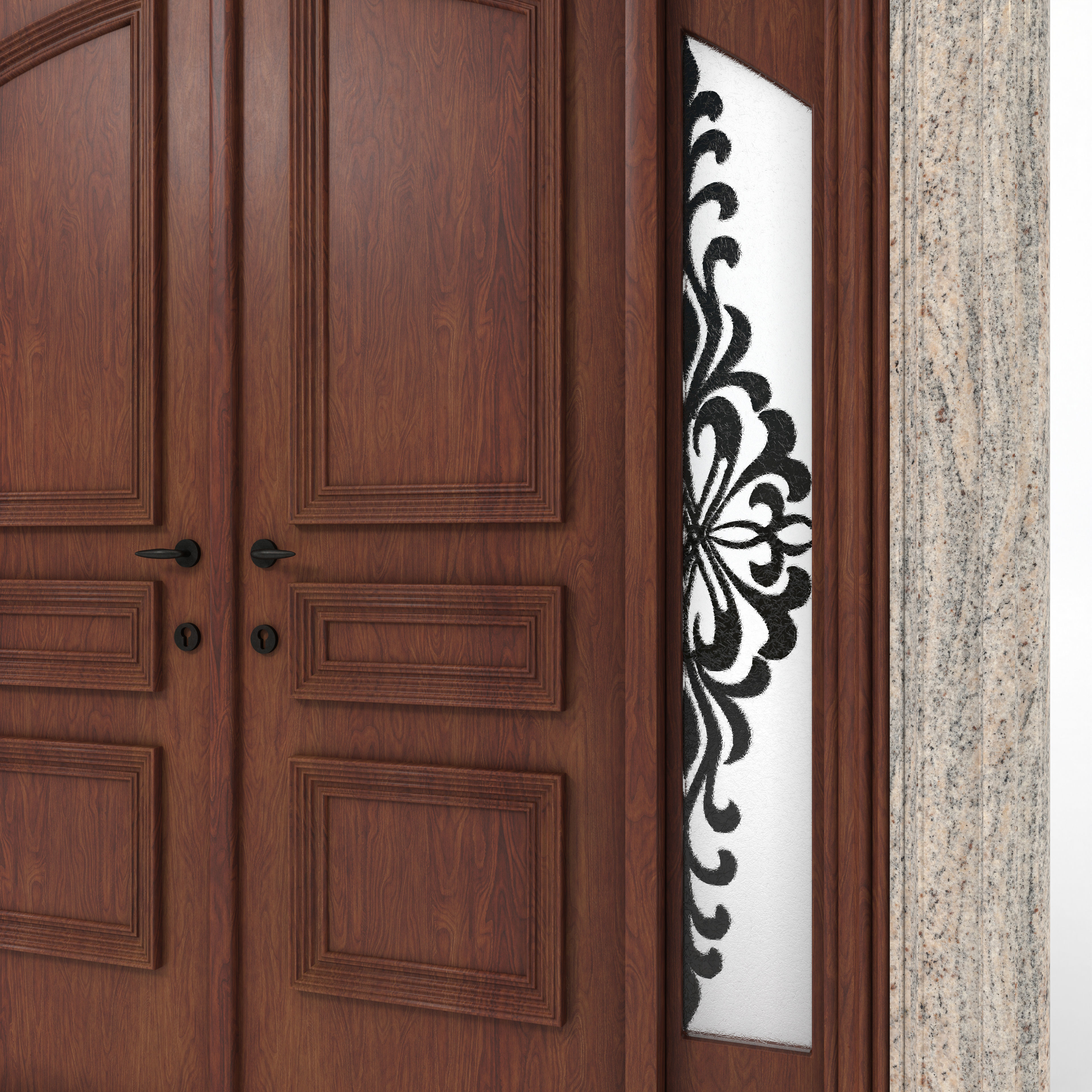 Entrance Classic Door Low-poly 3D model_3