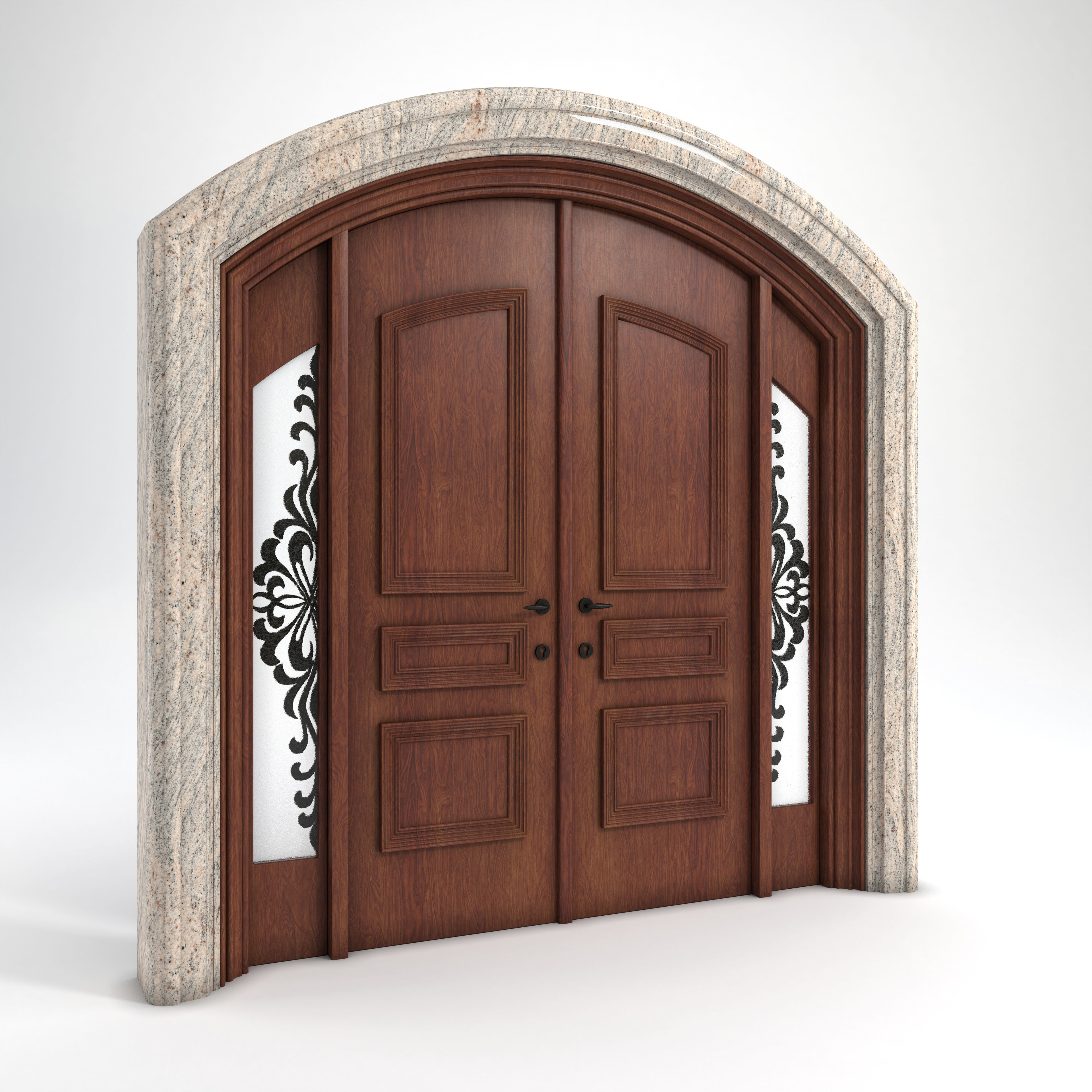 Entrance Classic Door Low-poly 3D model_1