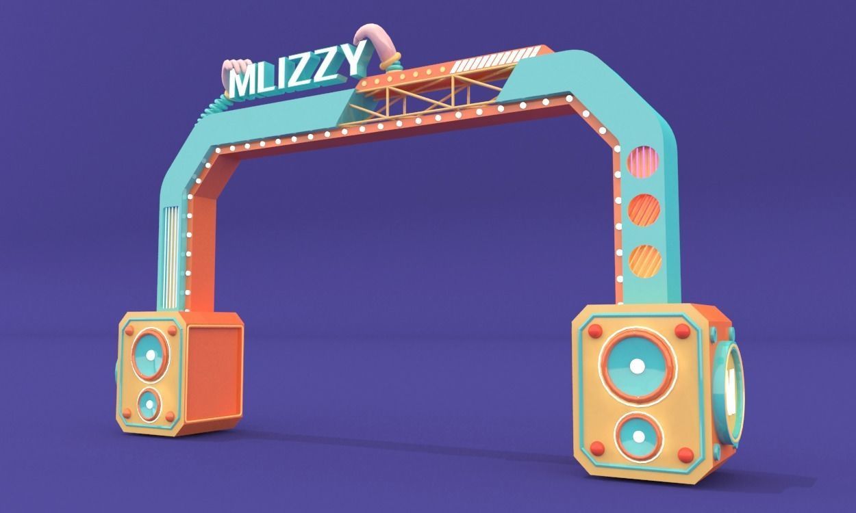 Music door head 3D model_1