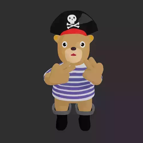 Pirate Bear Low-poly 3D model